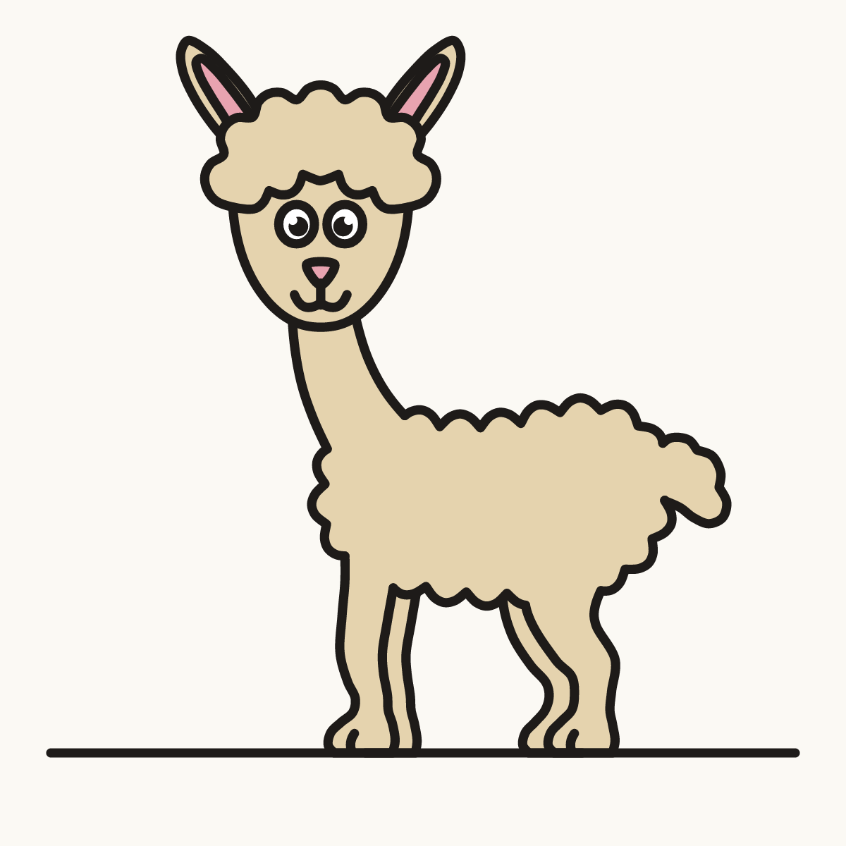 Finished drawing of a llama