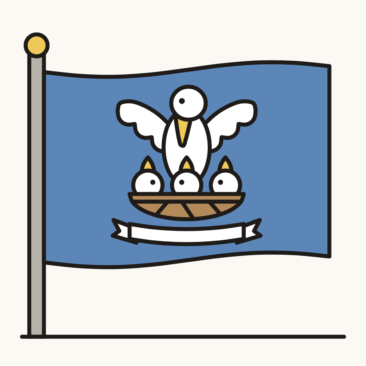 Finished drawing of a louisiana flag