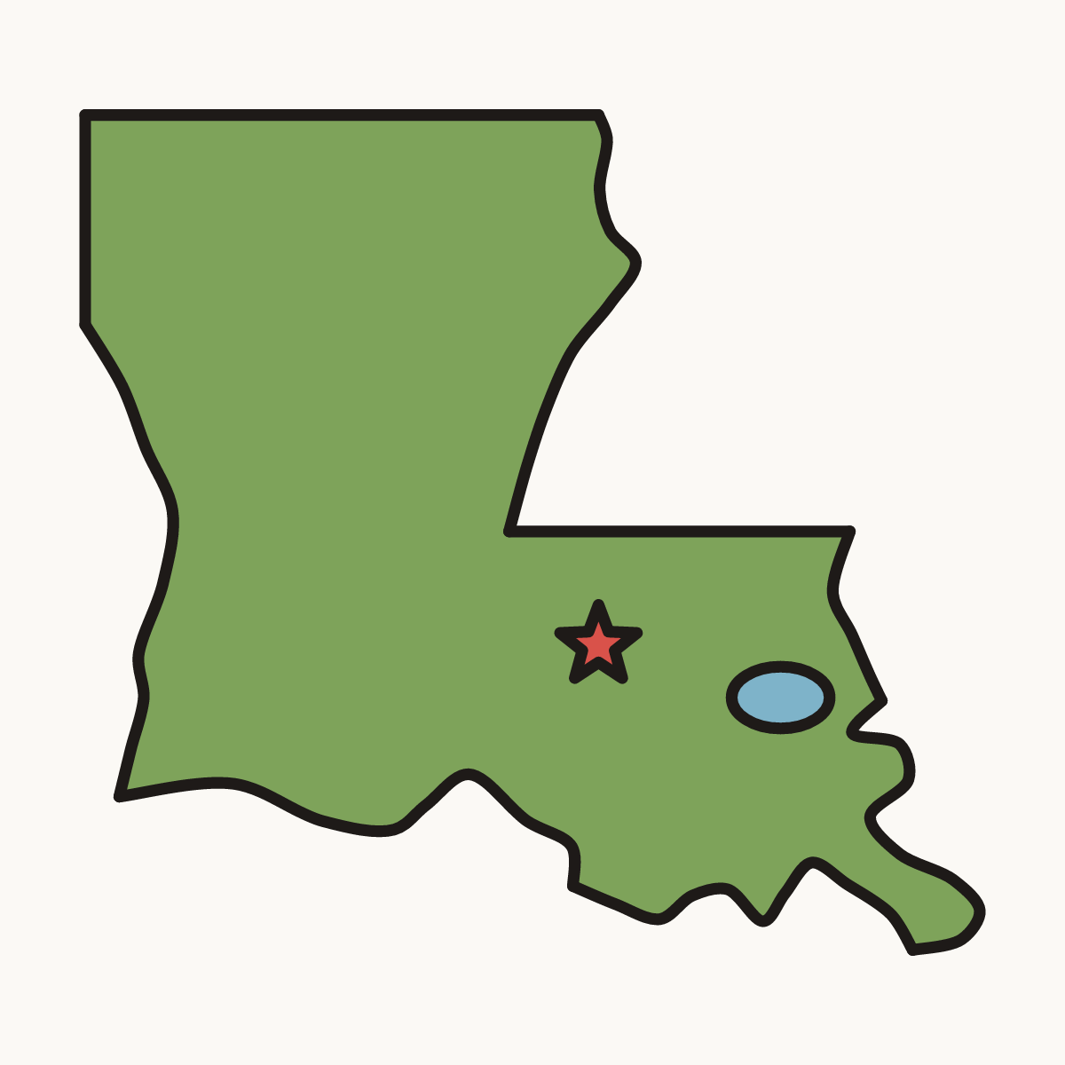 Finished drawing of a louisiana map