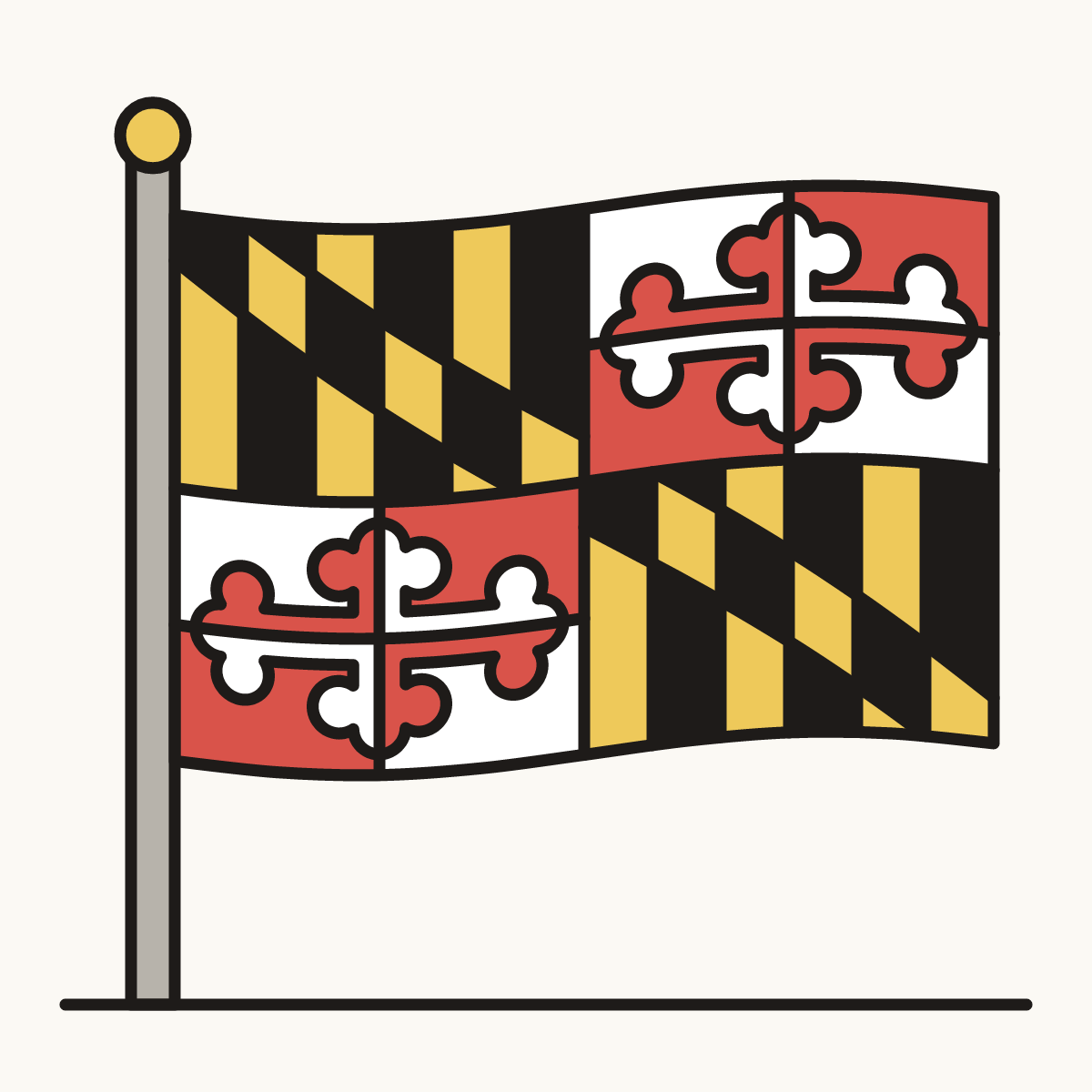 Finished drawing of a maryland flag