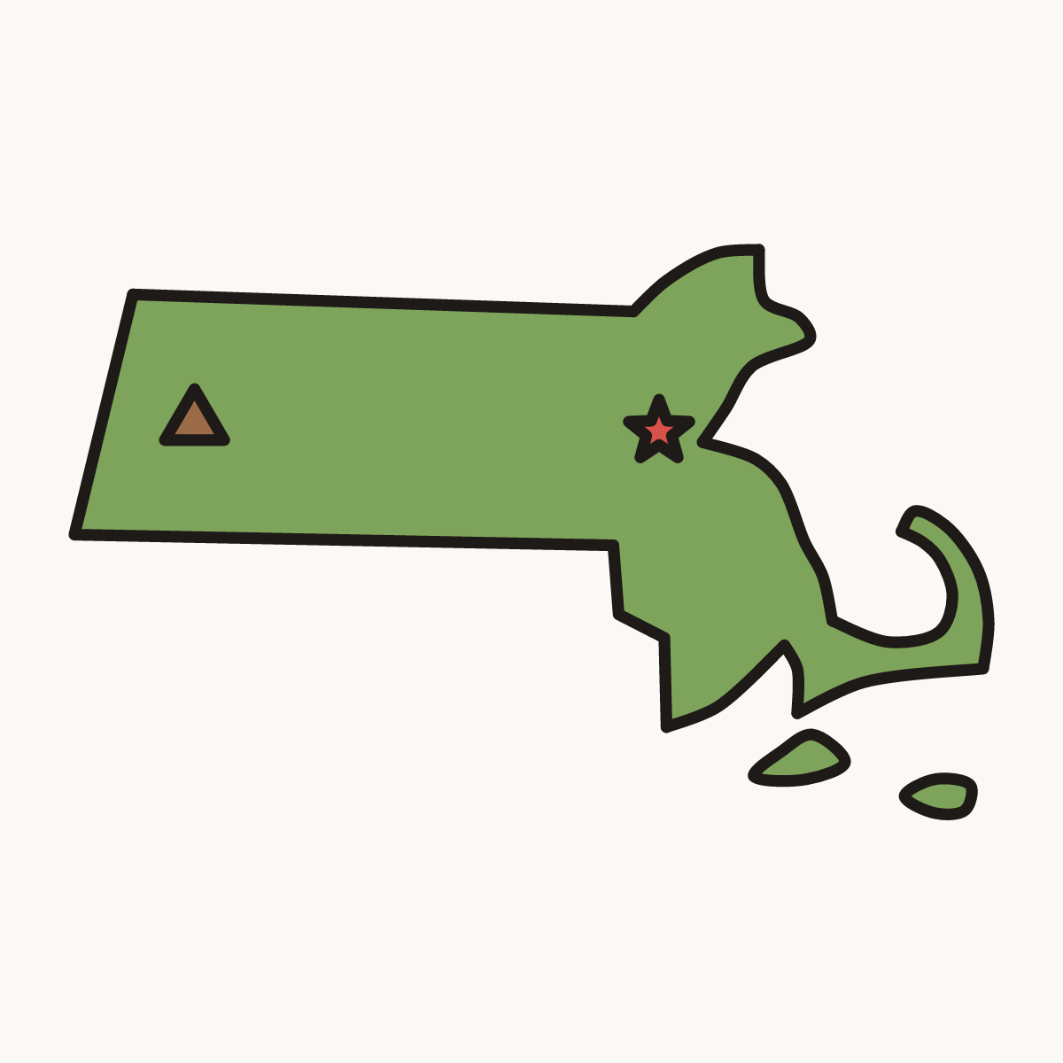 Finished drawing of a massachusetts map