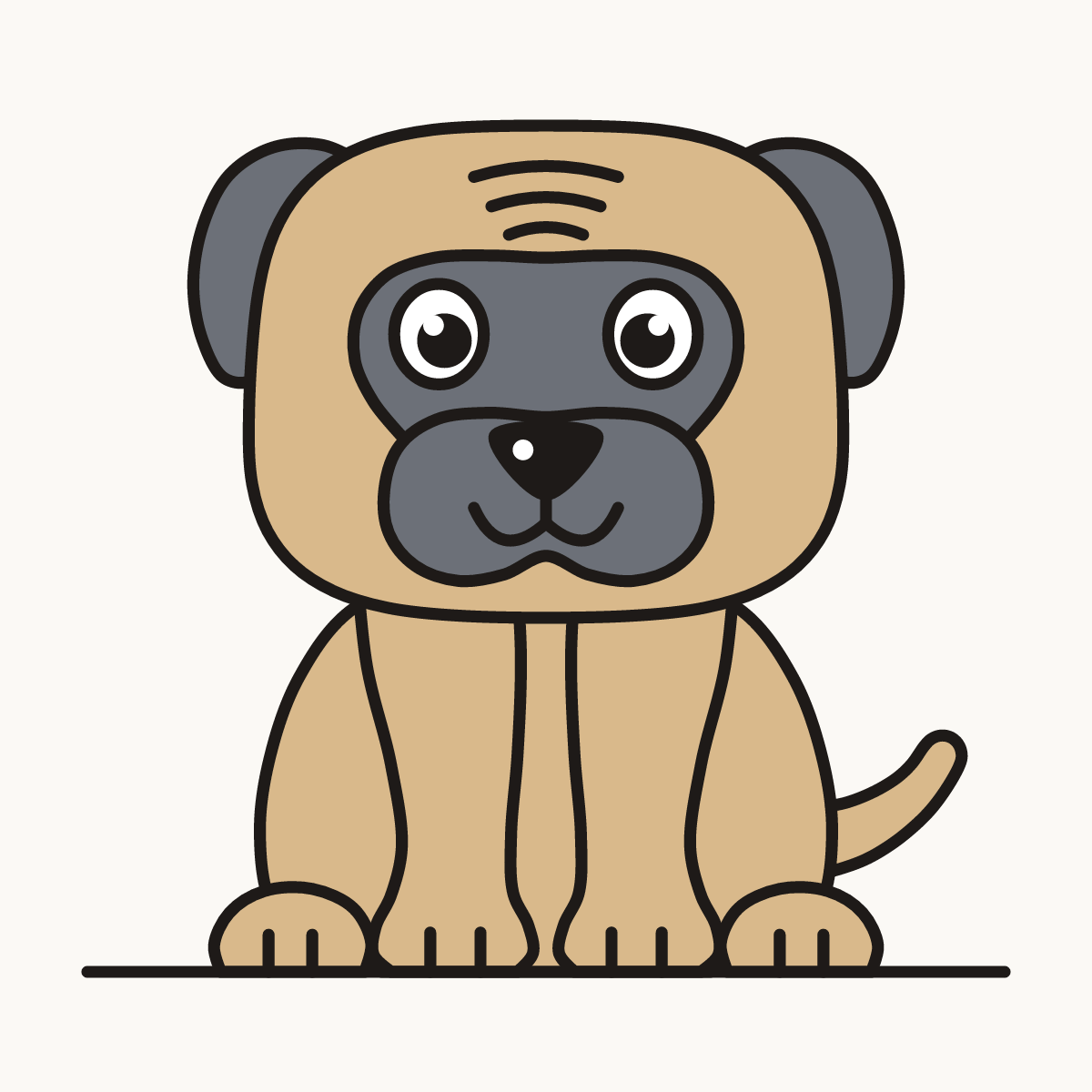 Finished drawing of a mastiff puppy