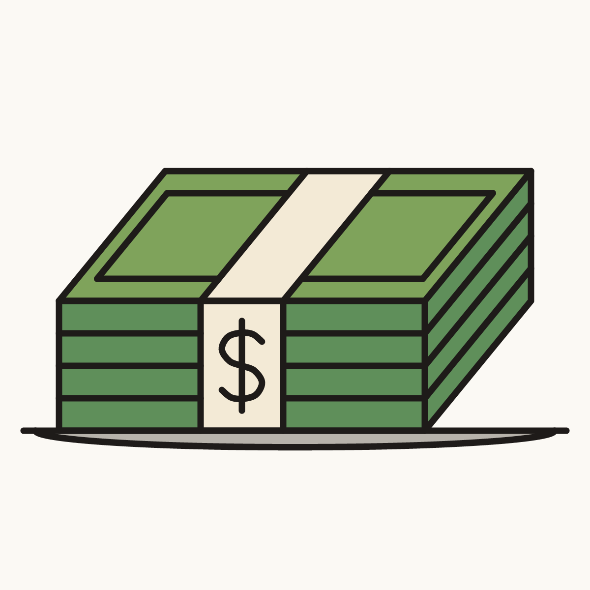 Finished drawing of a money stack