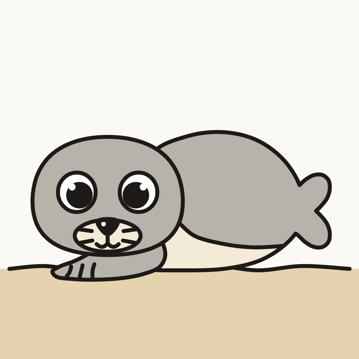 Finished drawing of a monk seal