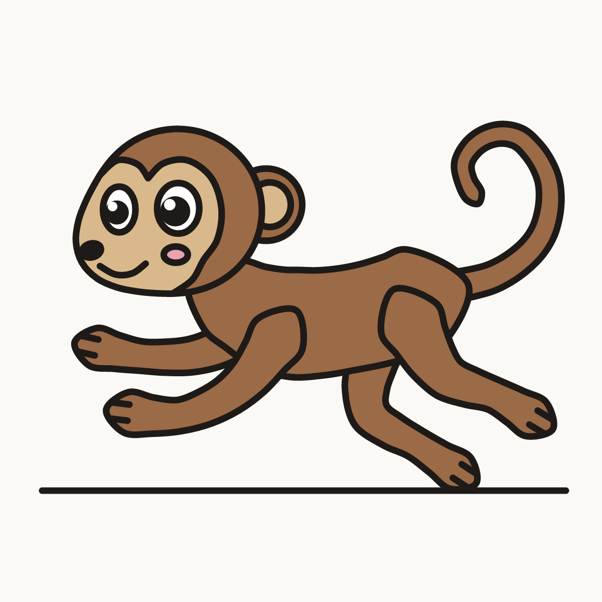 Finished drawing of a monkey running