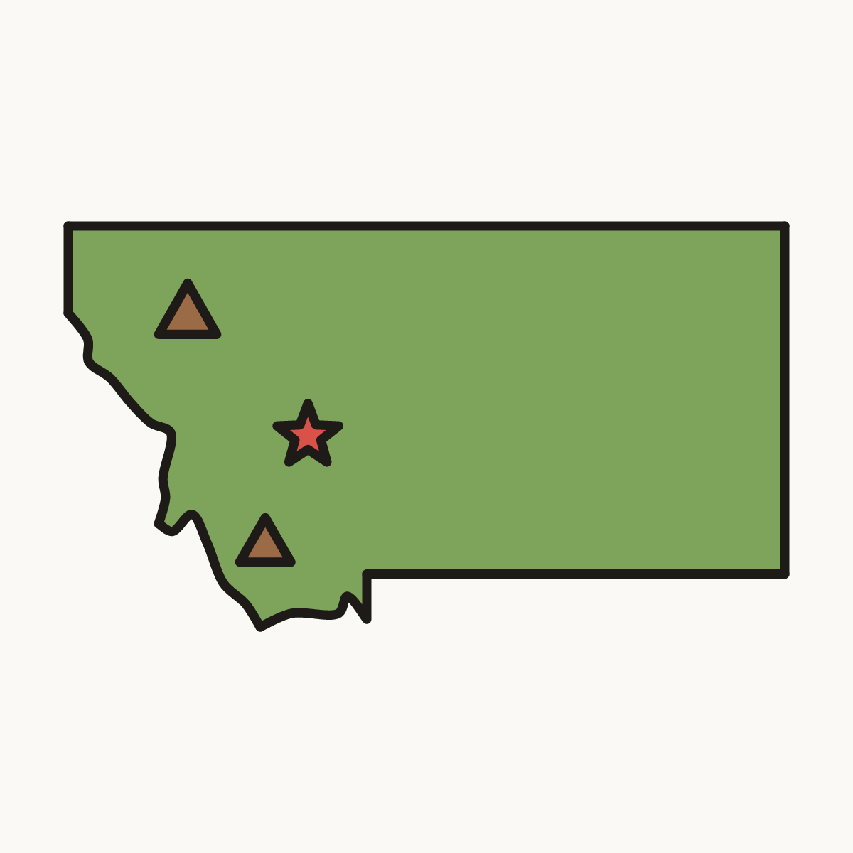 Finished drawing of a montana map