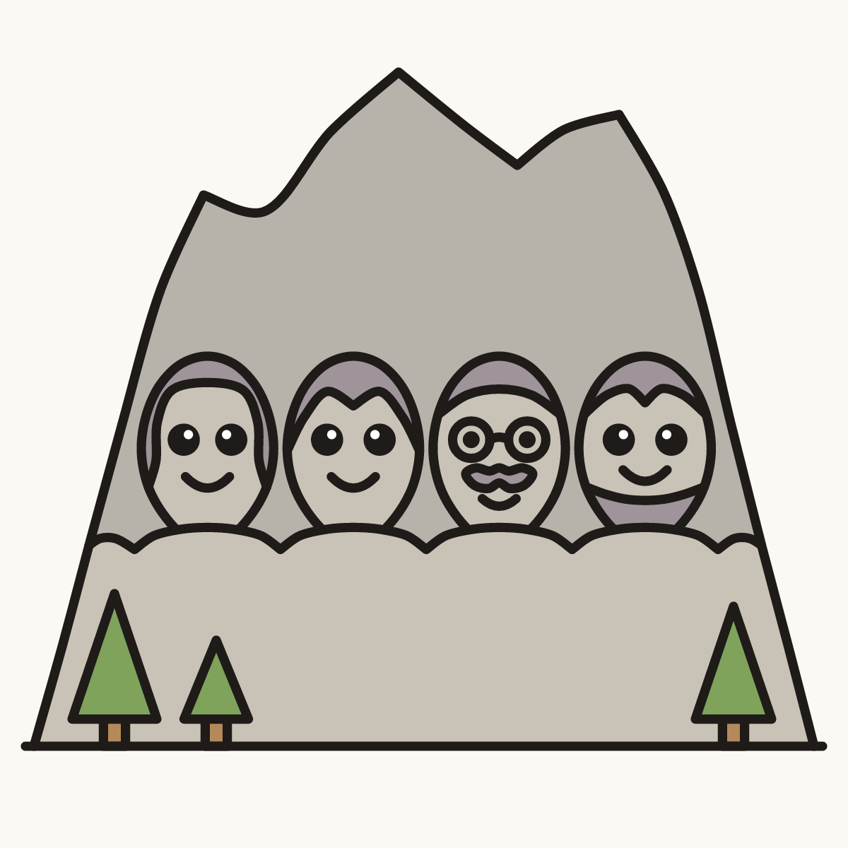 Finished drawing of a mount rushmore