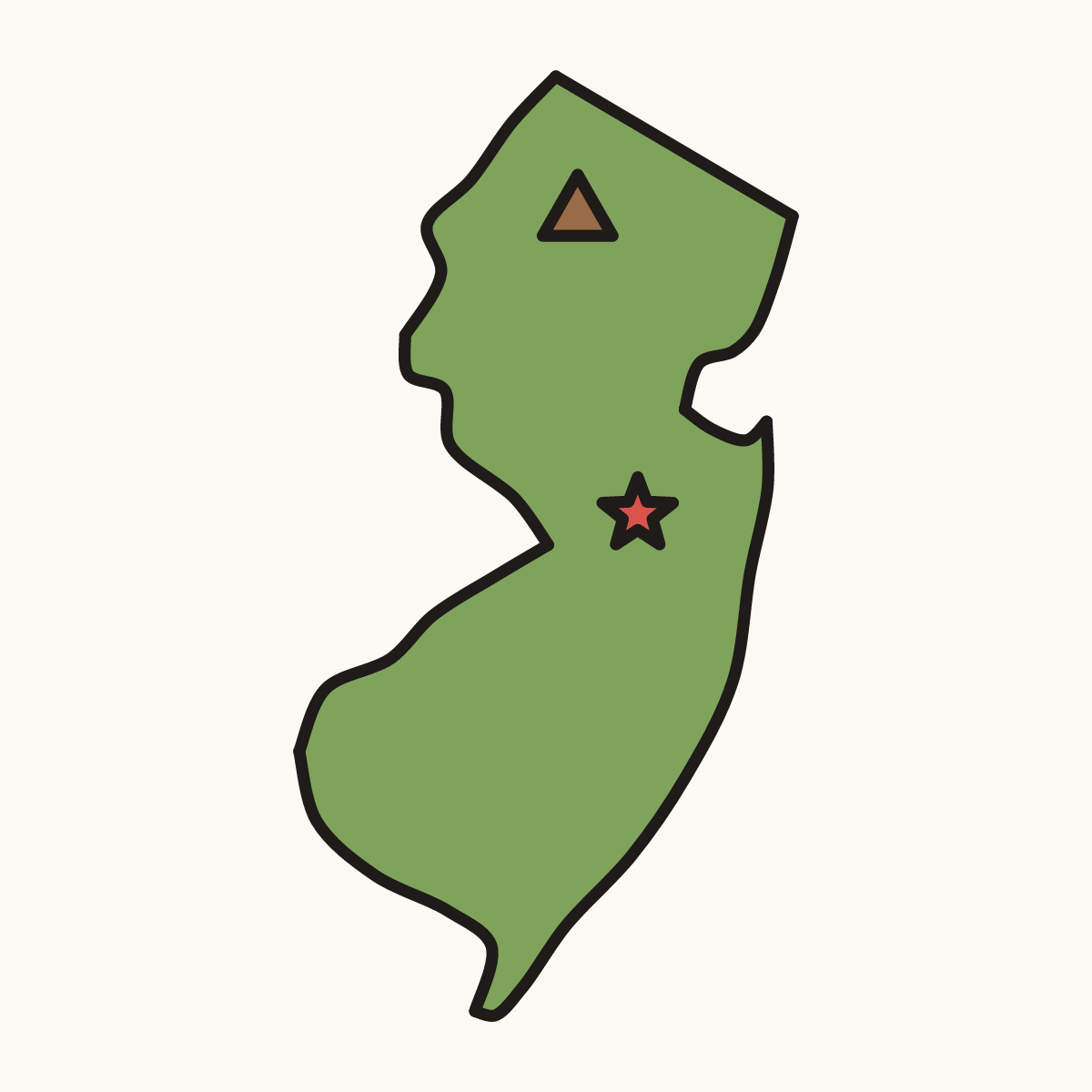 Finished drawing of a new jersey map