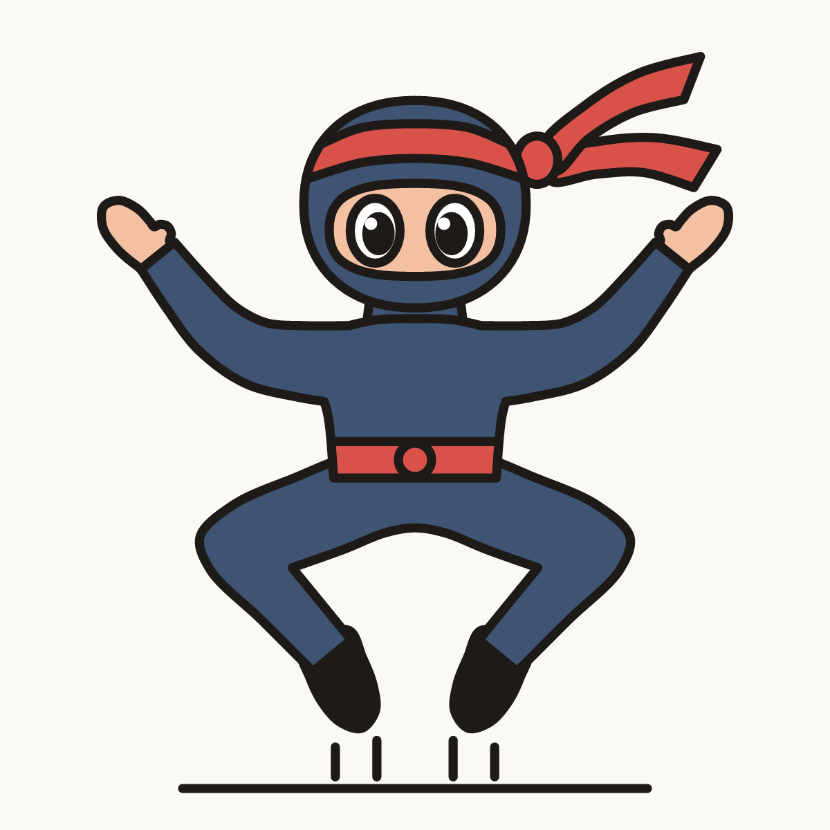 Finished drawing of a ninja jumping