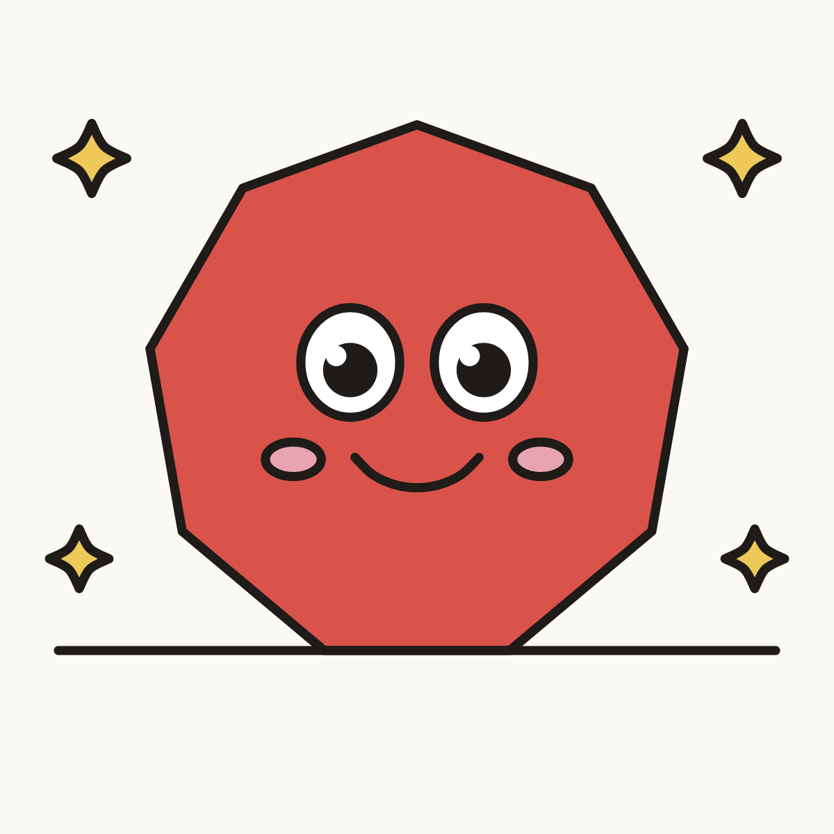 Finished drawing of a nonagon