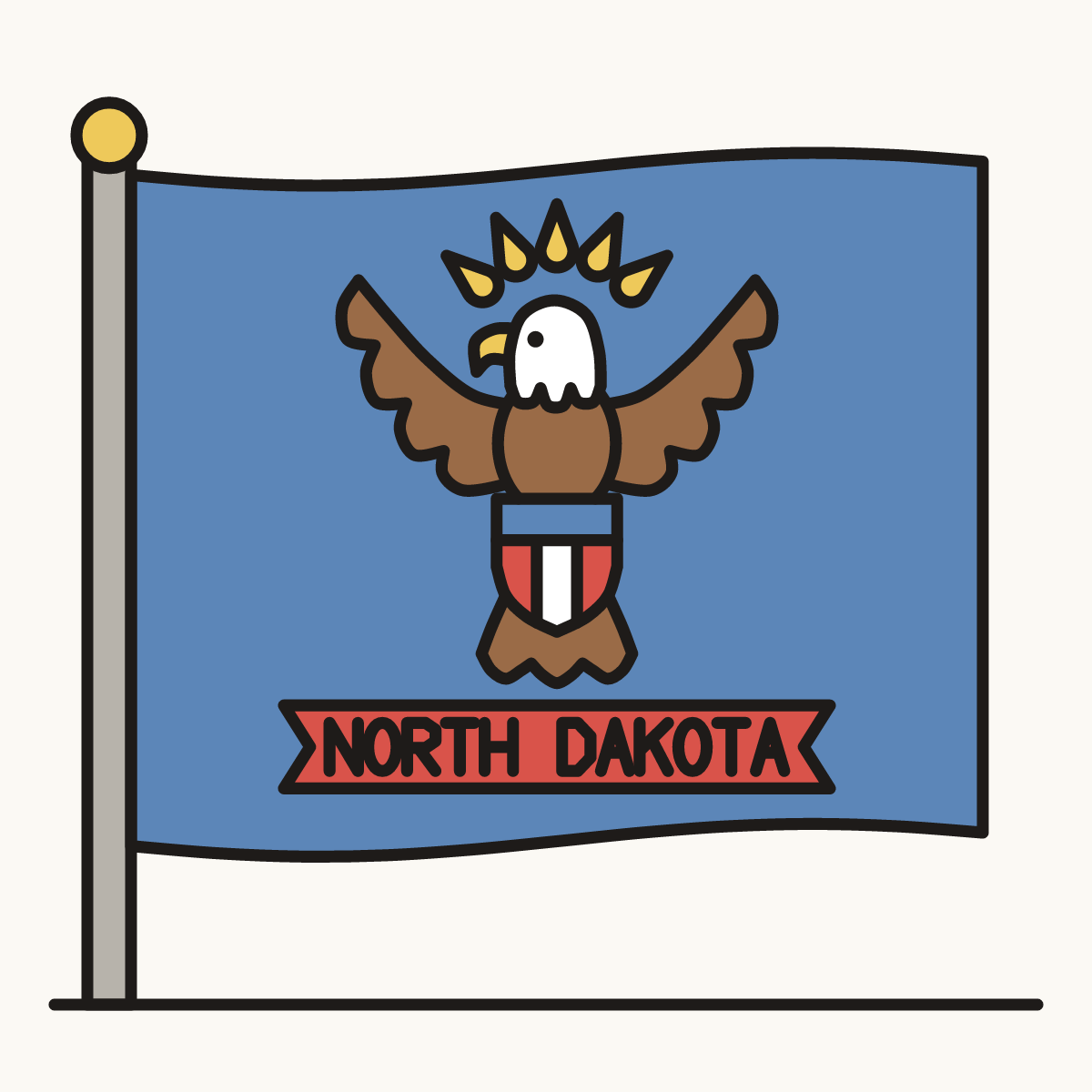 Finished drawing of a north dakota flag