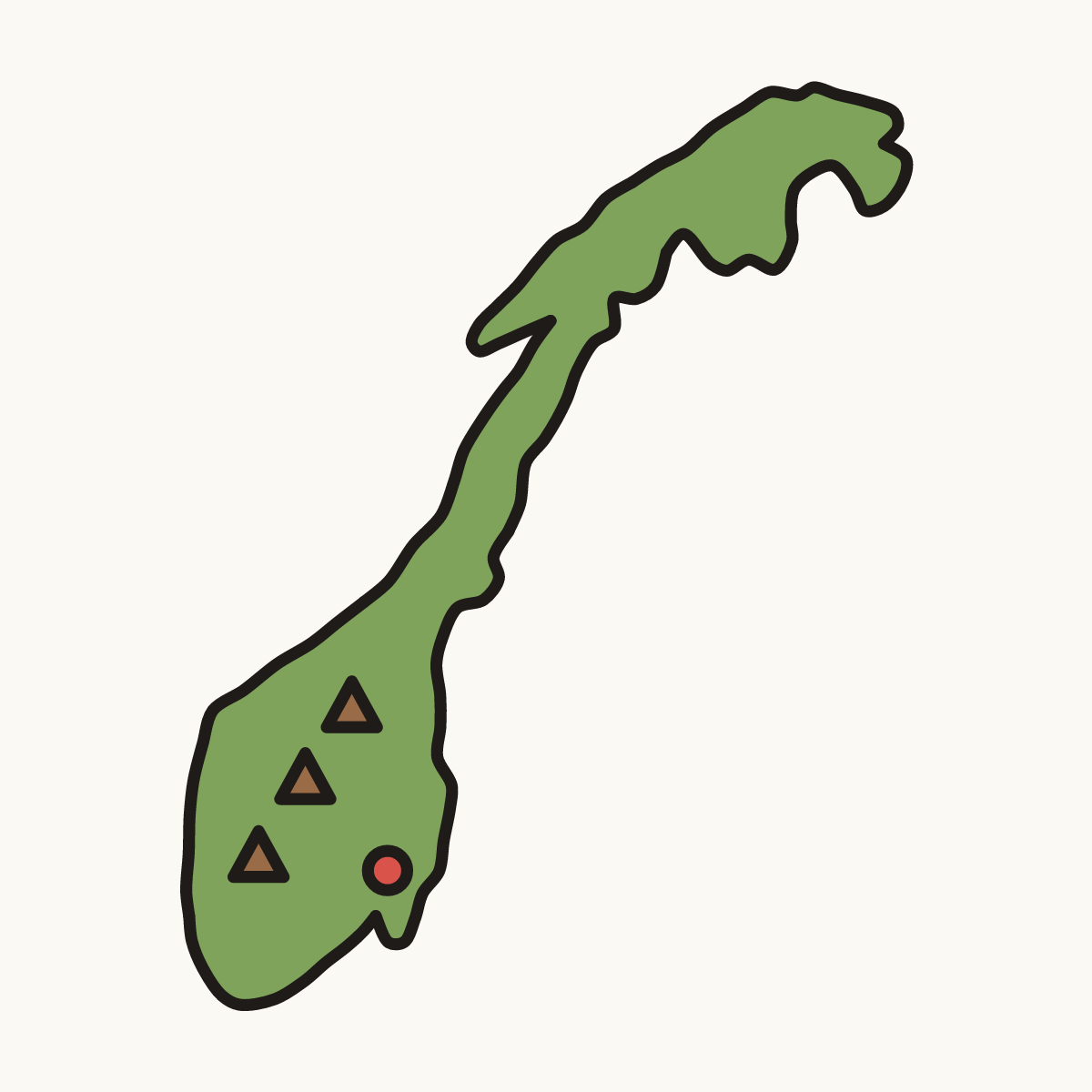 Finished drawing of a norway map
