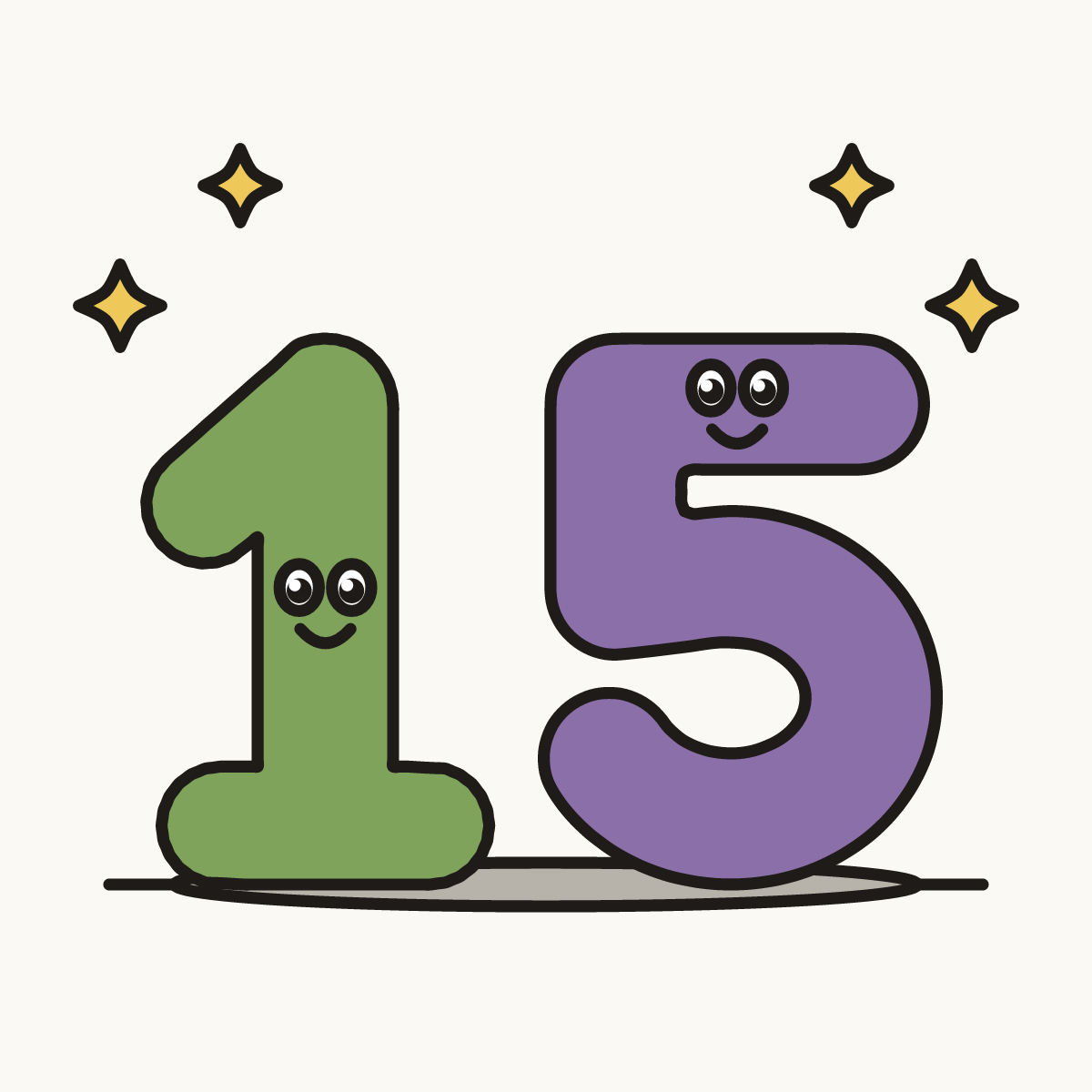 Finished drawing of a number 15
