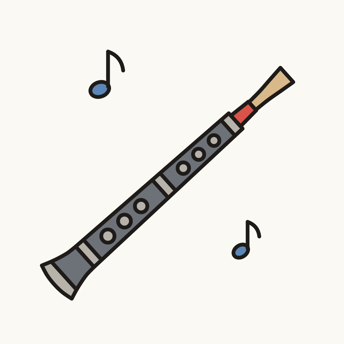 Finished drawing of an oboe