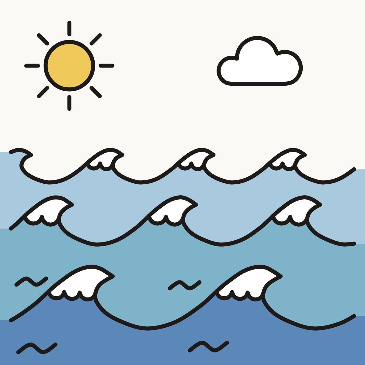 Finished drawing of ocean waves