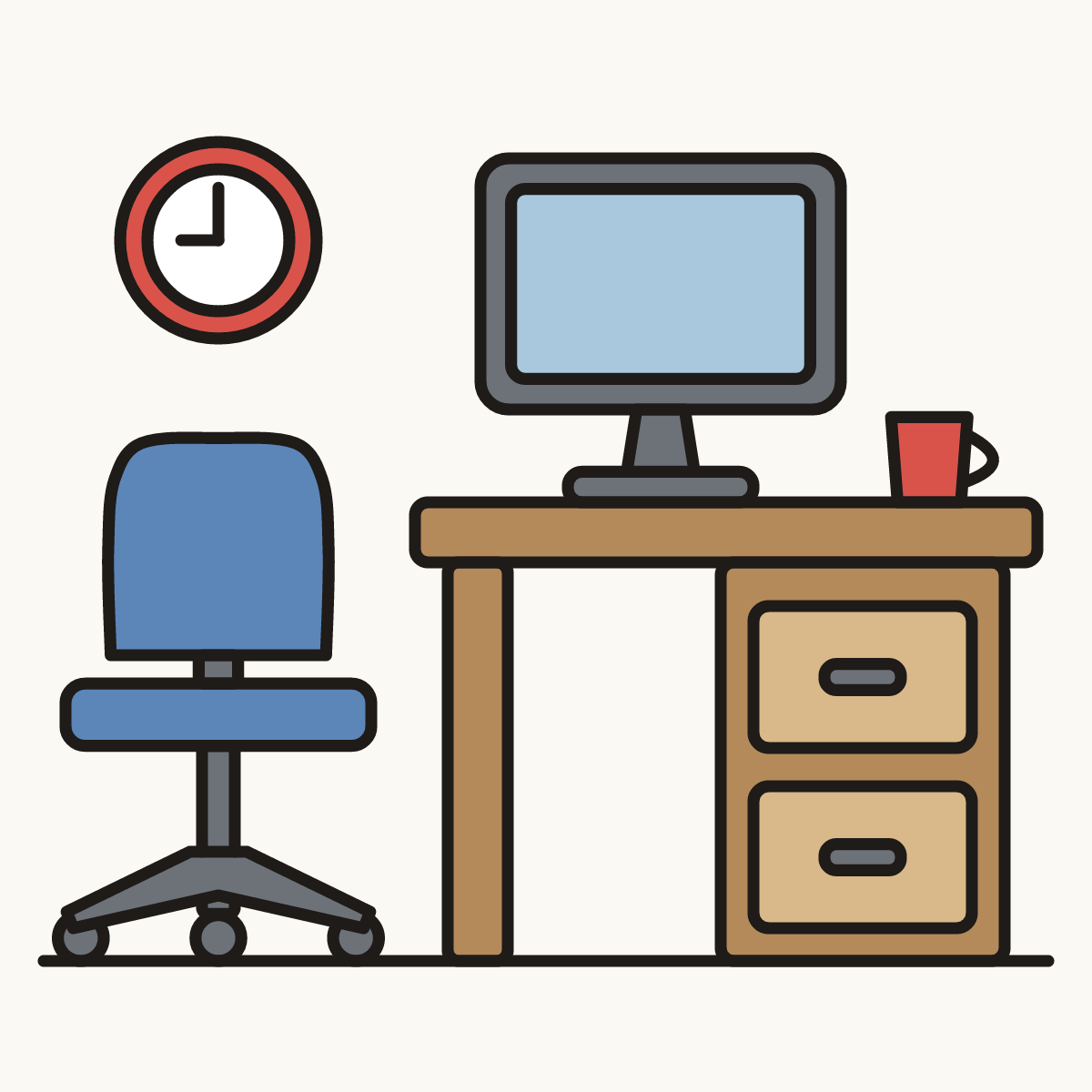 Finished drawing of an office