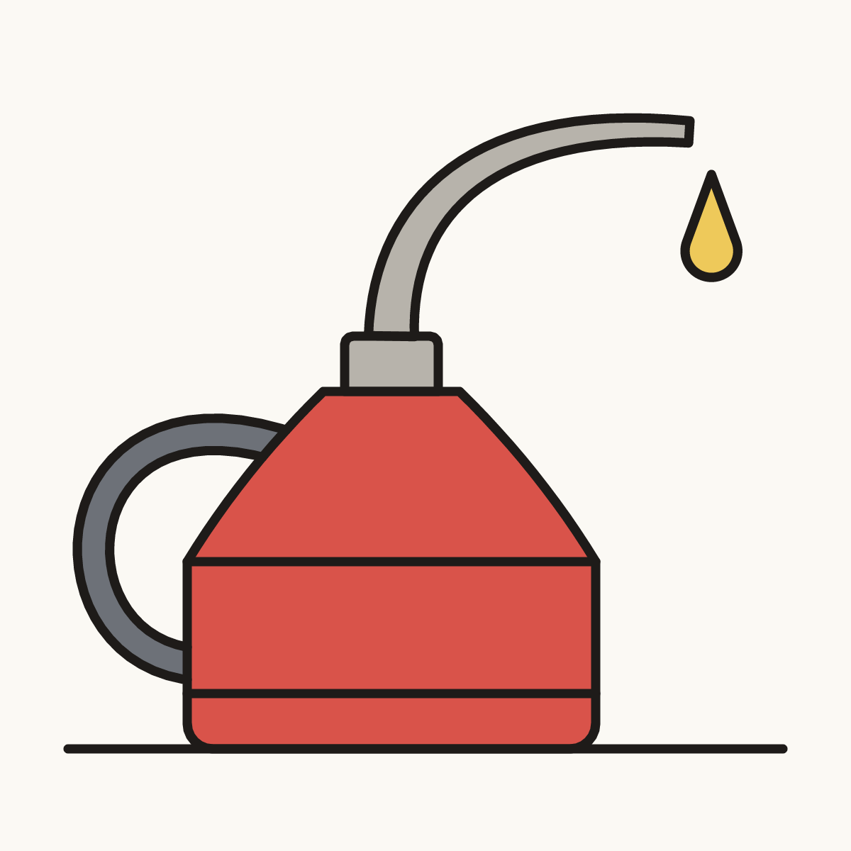Finished drawing of an oil can