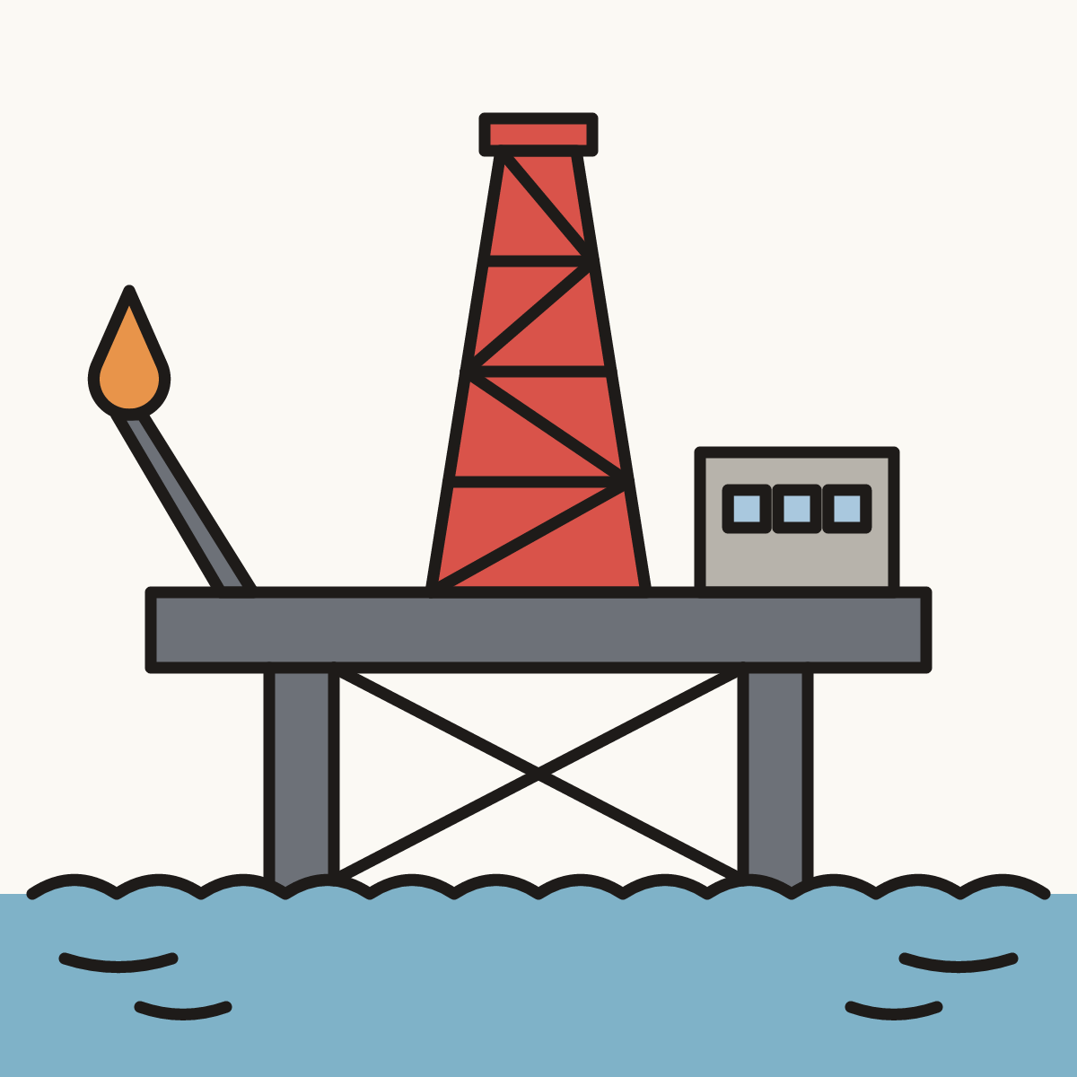 Finished drawing of an oil rig