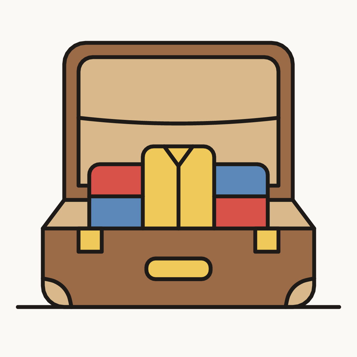 Finished drawing of an open suitcase