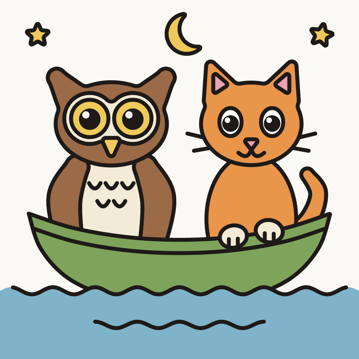 Finished drawing of the owl and the pussycat