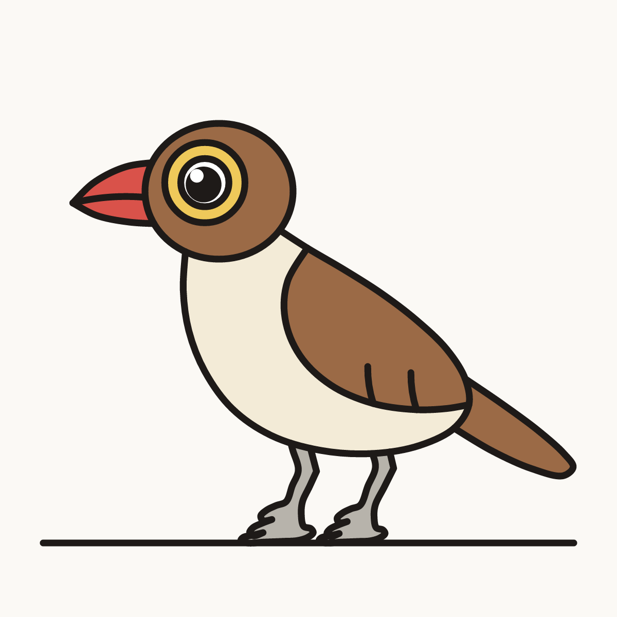 Finished drawing of an oxpecker