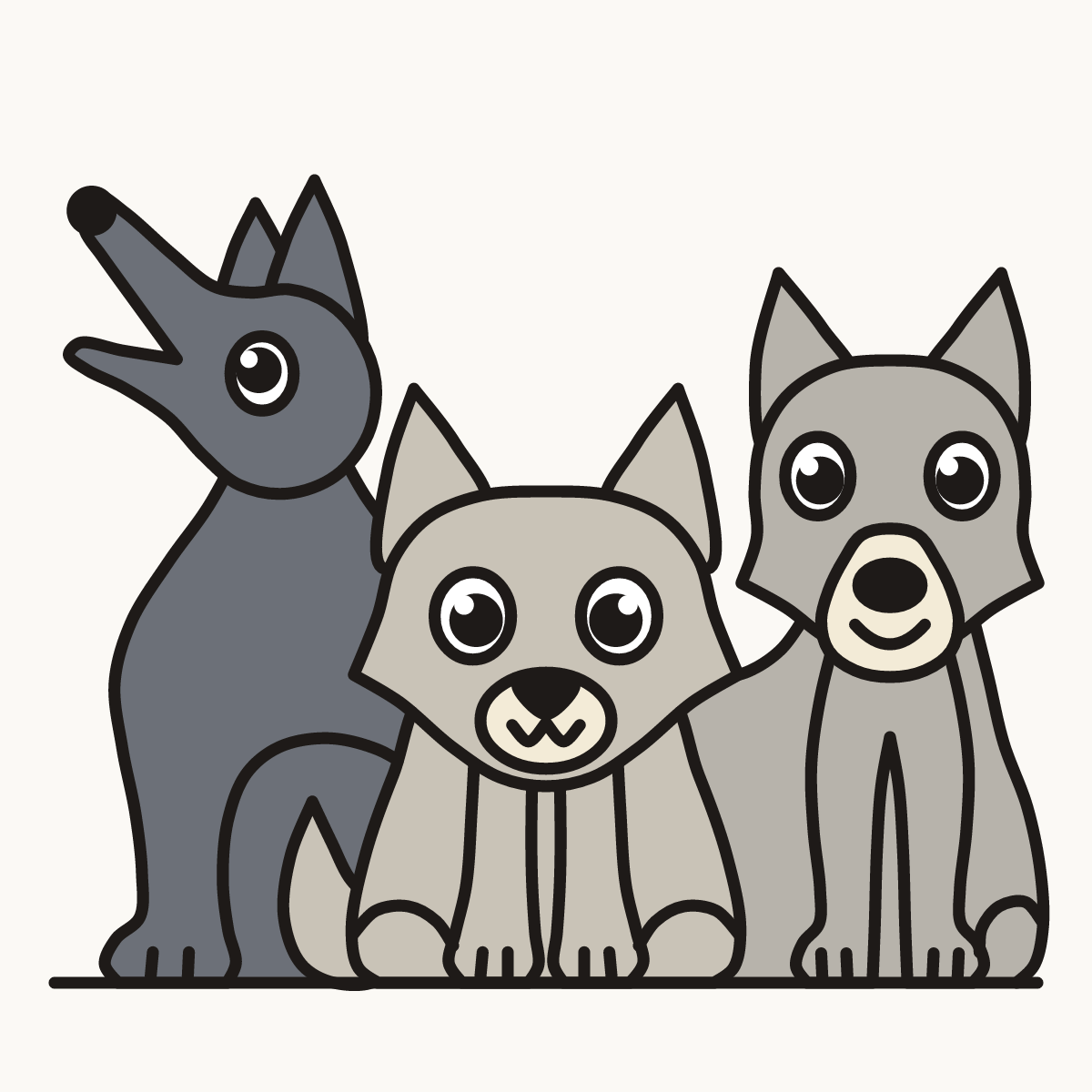 Finished drawing of a pack of wolves