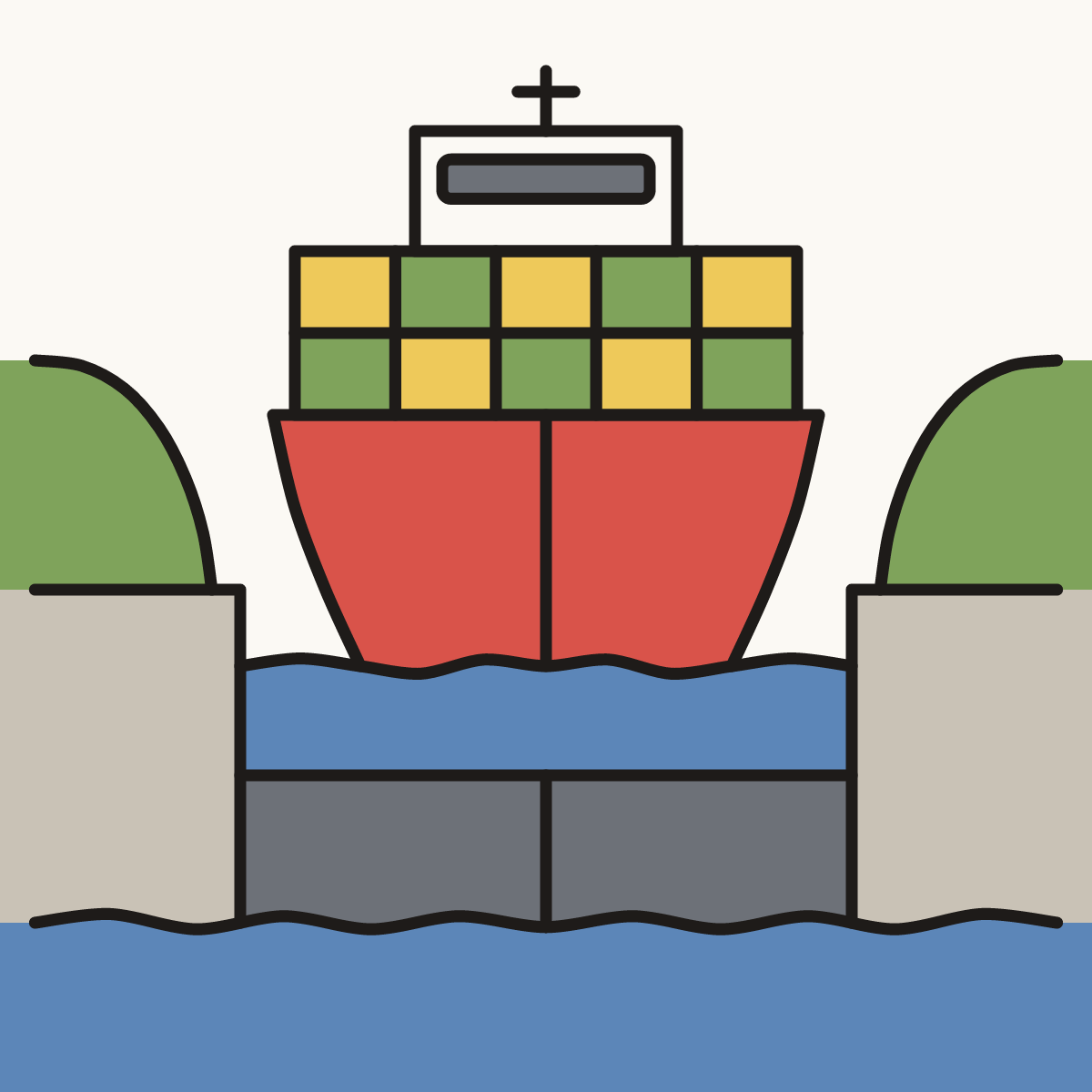 Finished drawing of a panama canal