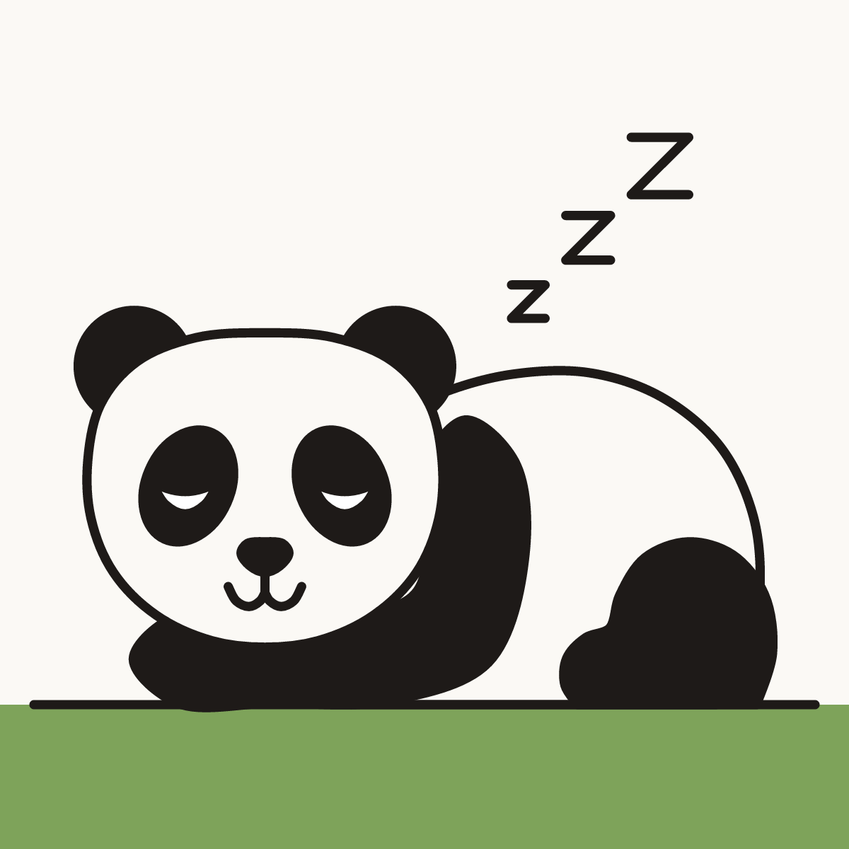 Finished drawing of a panda sleeping