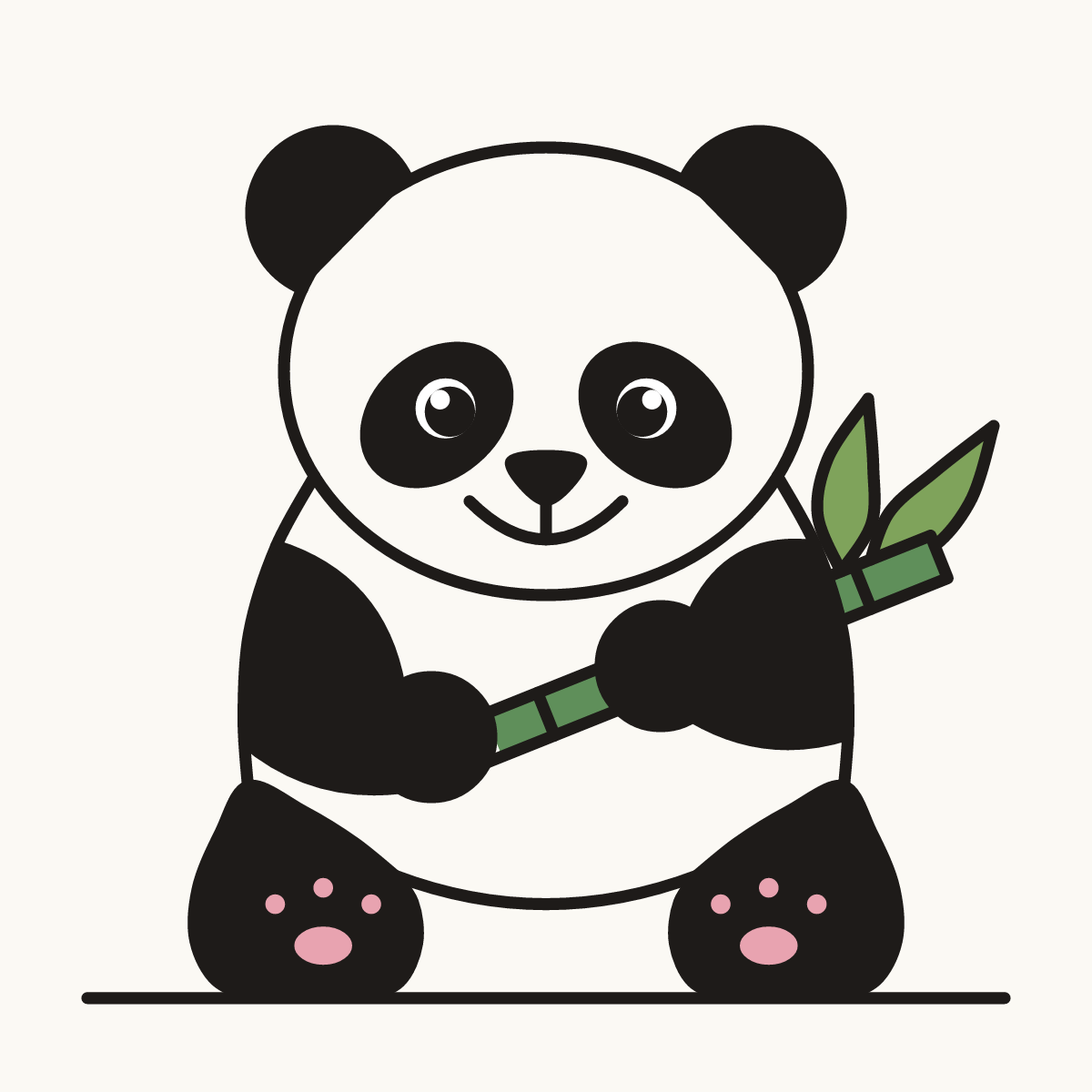 Finished drawing of a panda