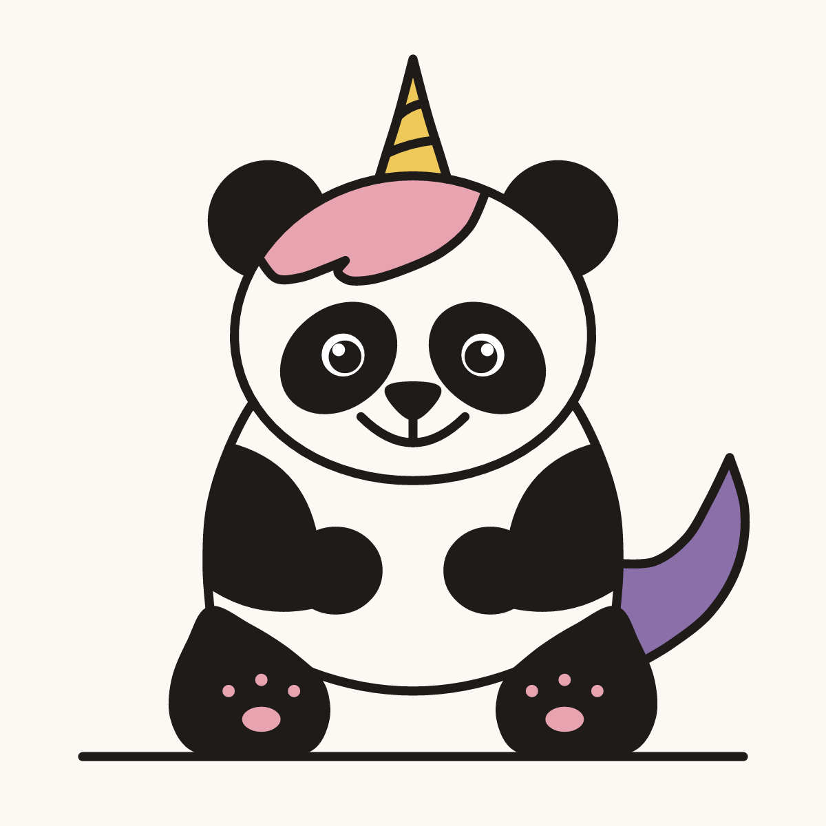 Finished drawing of a pandacorn