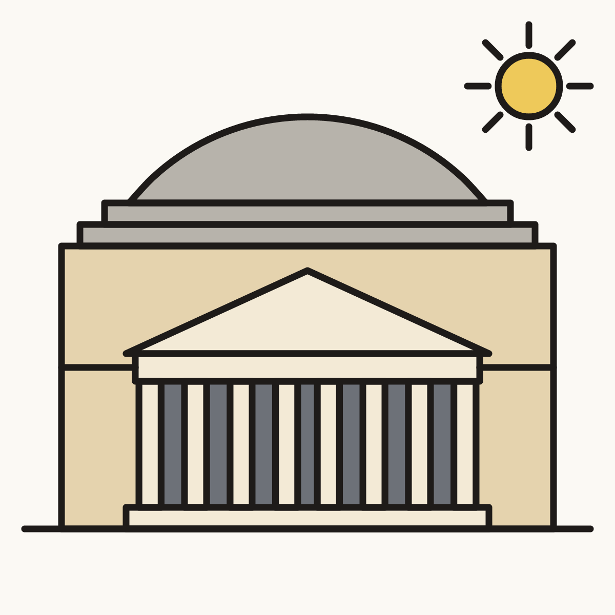 Finished drawing of a pantheon