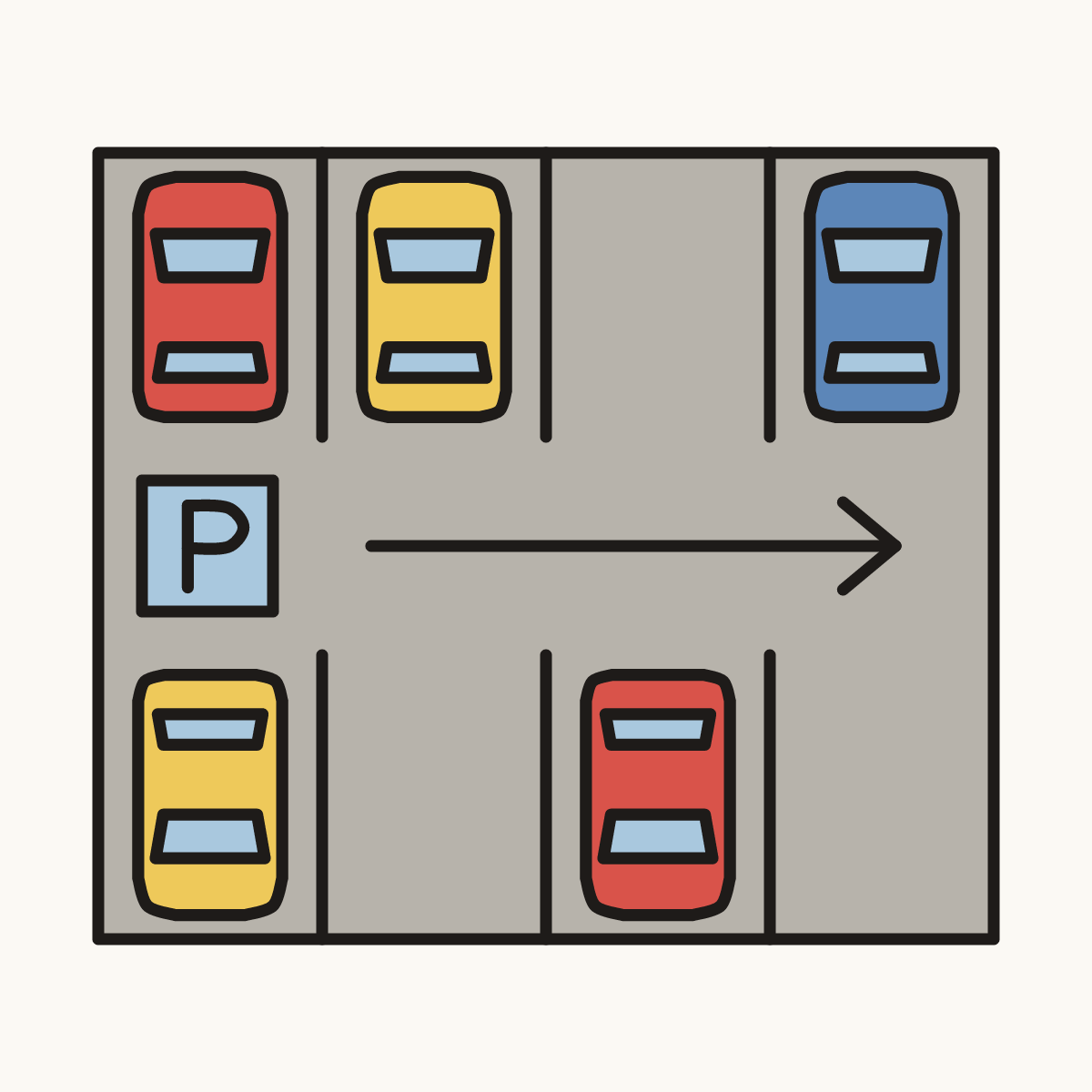 Finished drawing of a parking lot