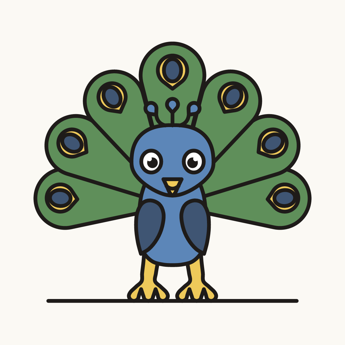 Finished drawing of a peacock