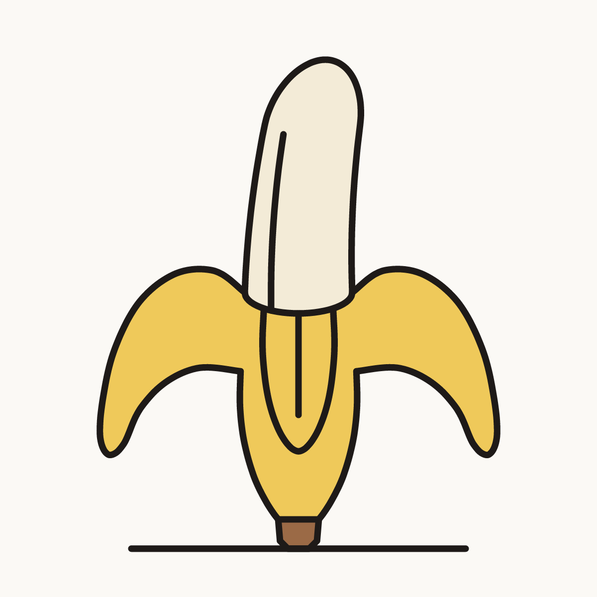 Finished drawing of a peeled banana
