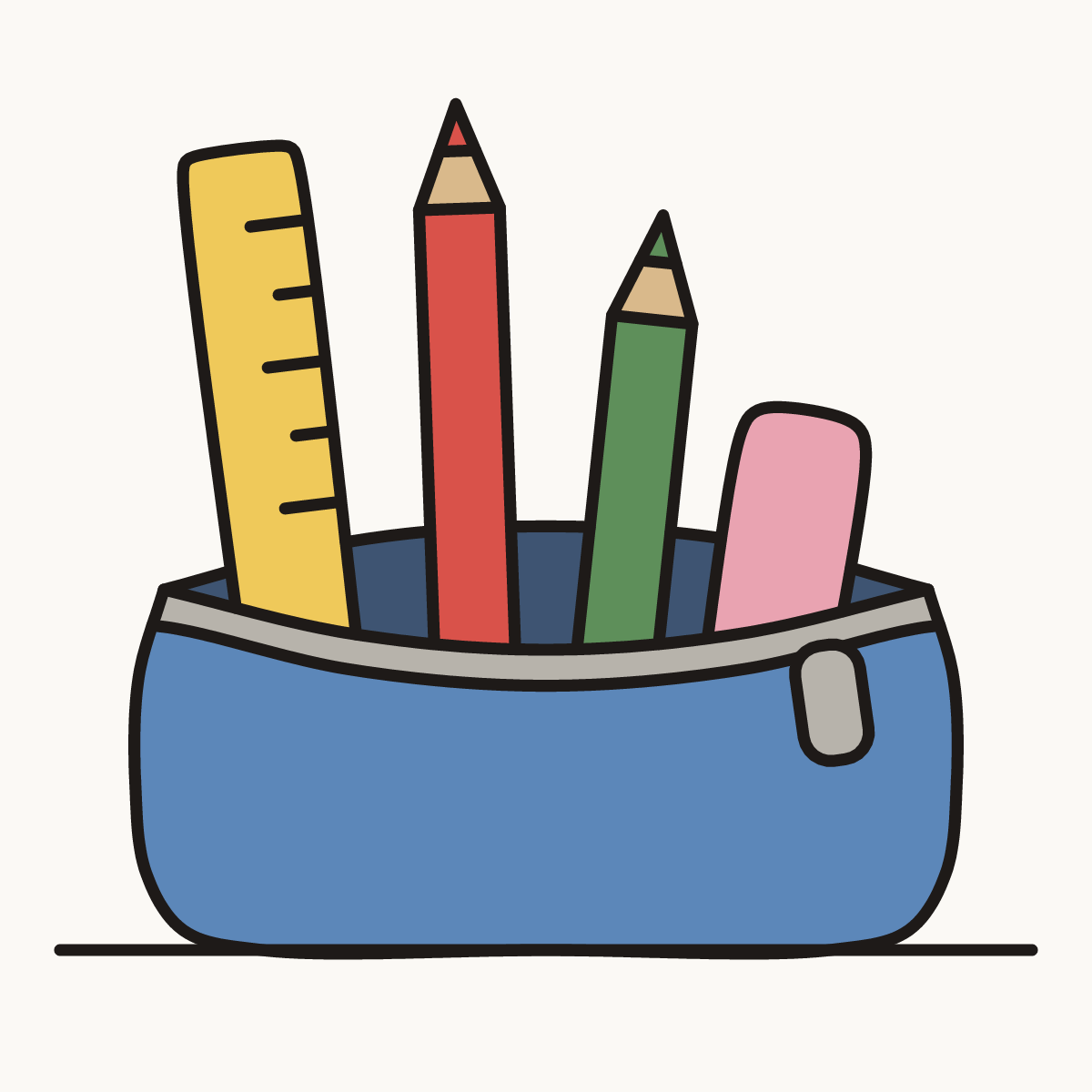 Finished drawing of a pencil case