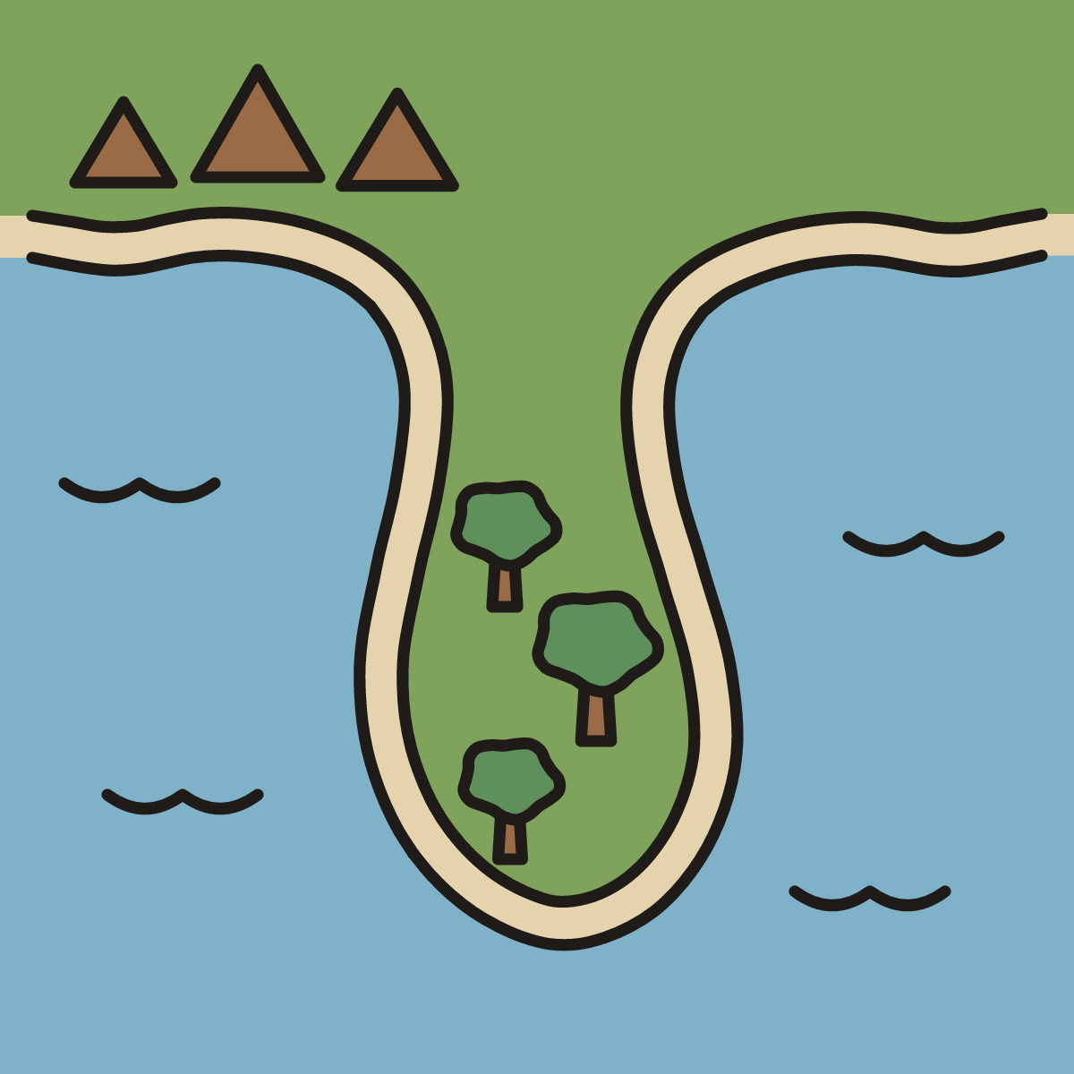 Finished drawing of a peninsula