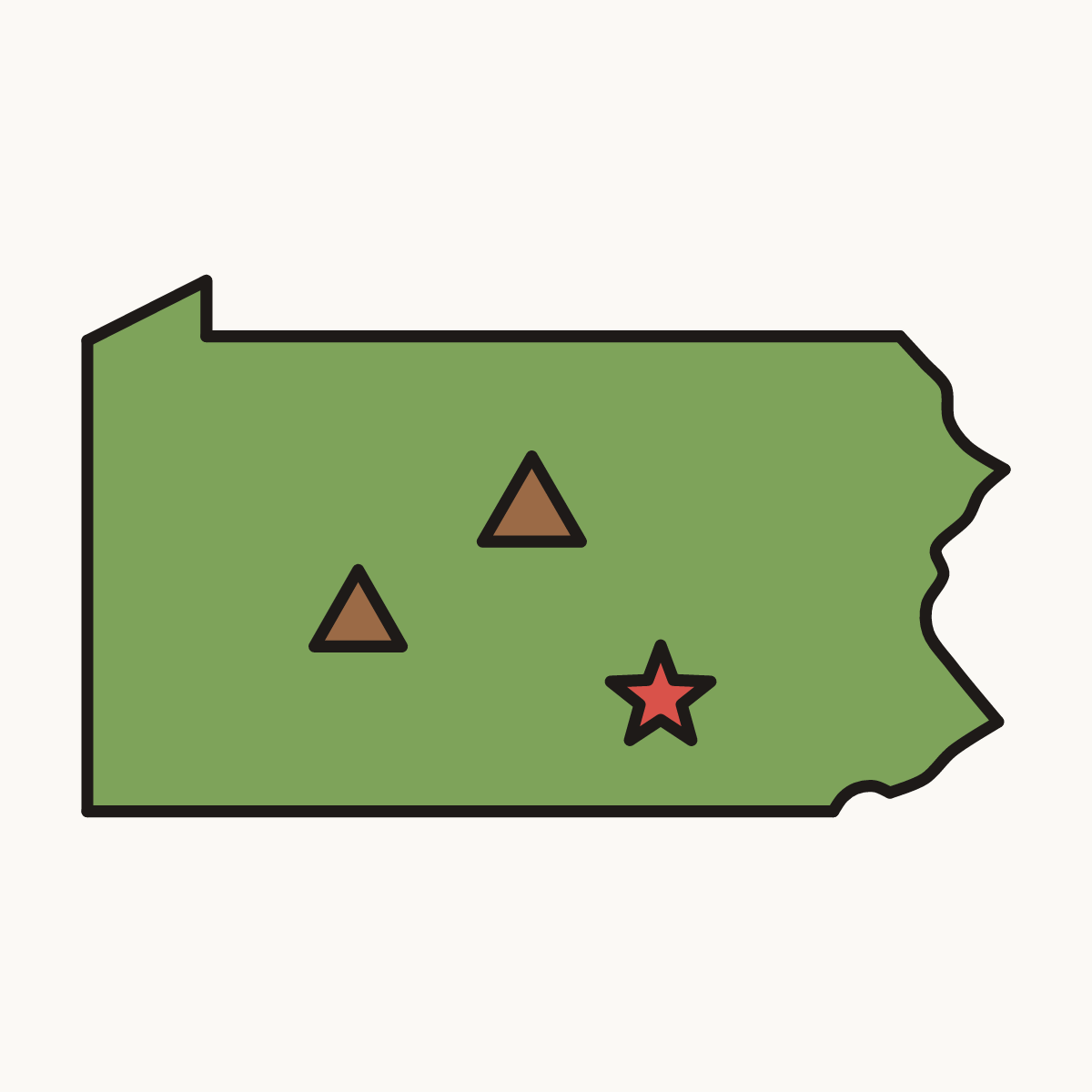 Finished drawing of a pennsylvania map