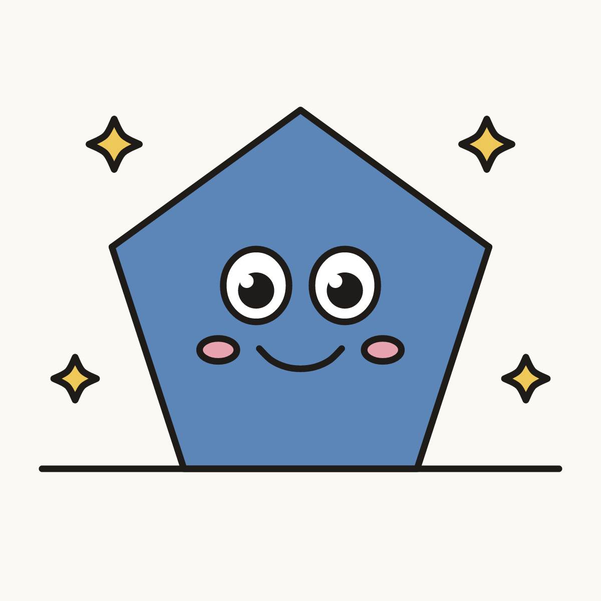Finished drawing of a pentagon