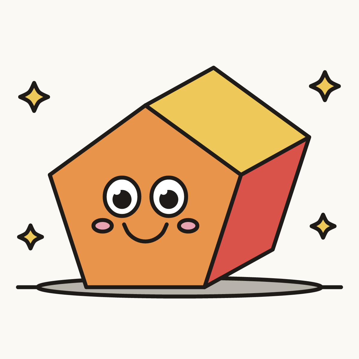 Finished drawing of a pentagonal prism