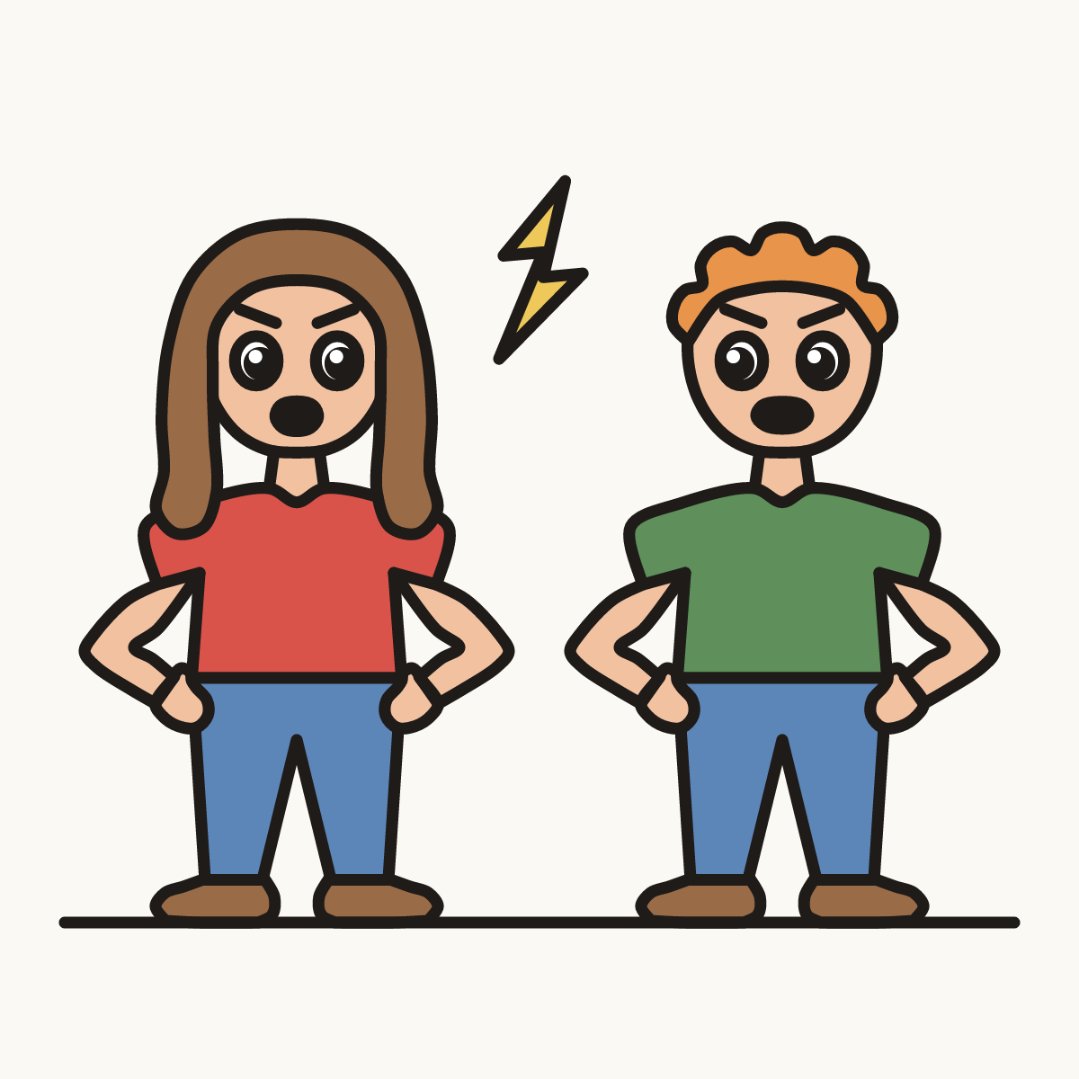 Finished drawing of a people arguing