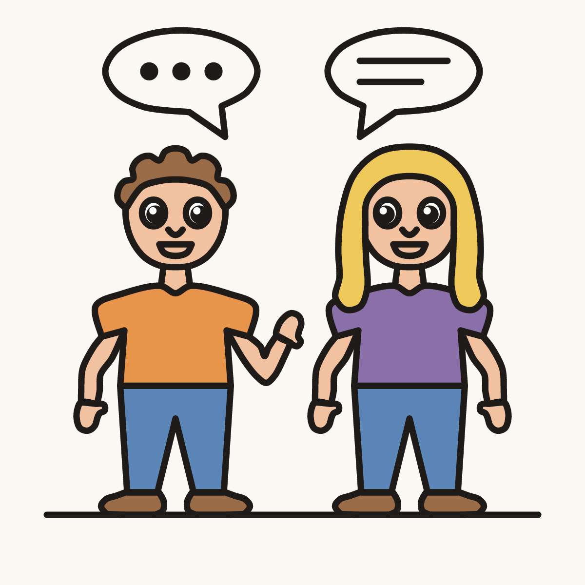 Finished drawing of a people talking