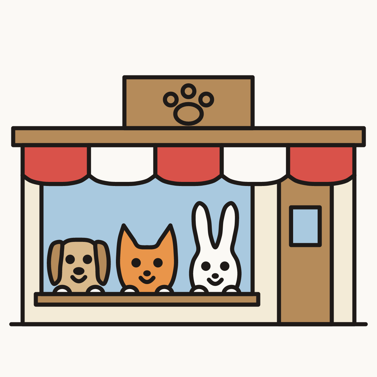 Finished drawing of a pet shop window