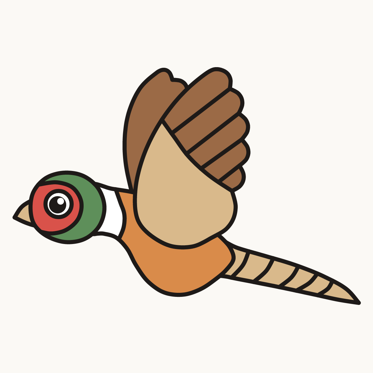 Finished drawing of a flying pheasant
