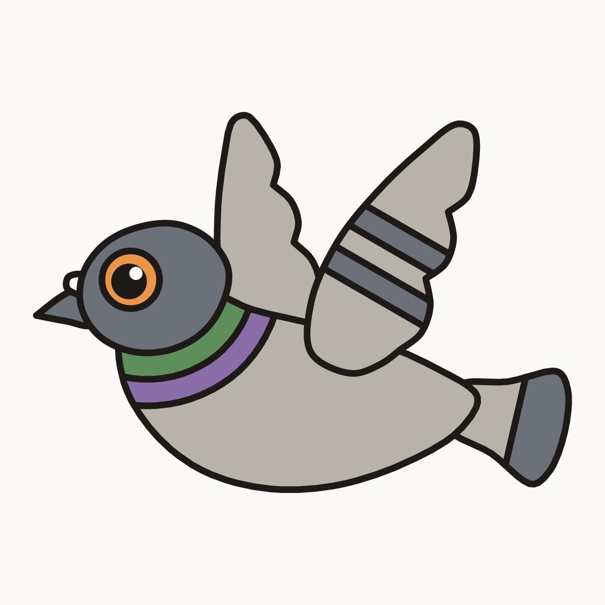 Finished drawing of a flying pigeon