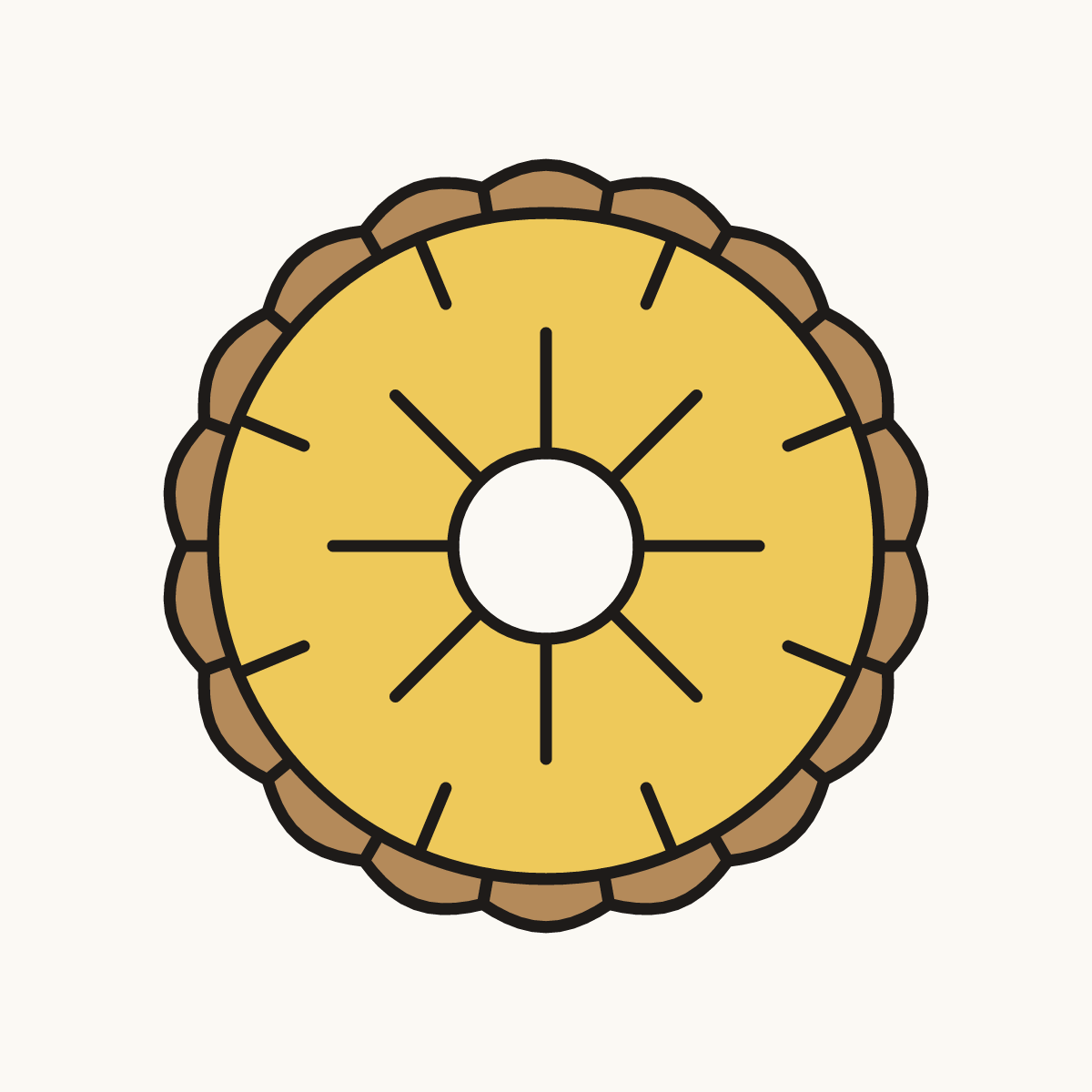 Finished drawing of a pineapple slice