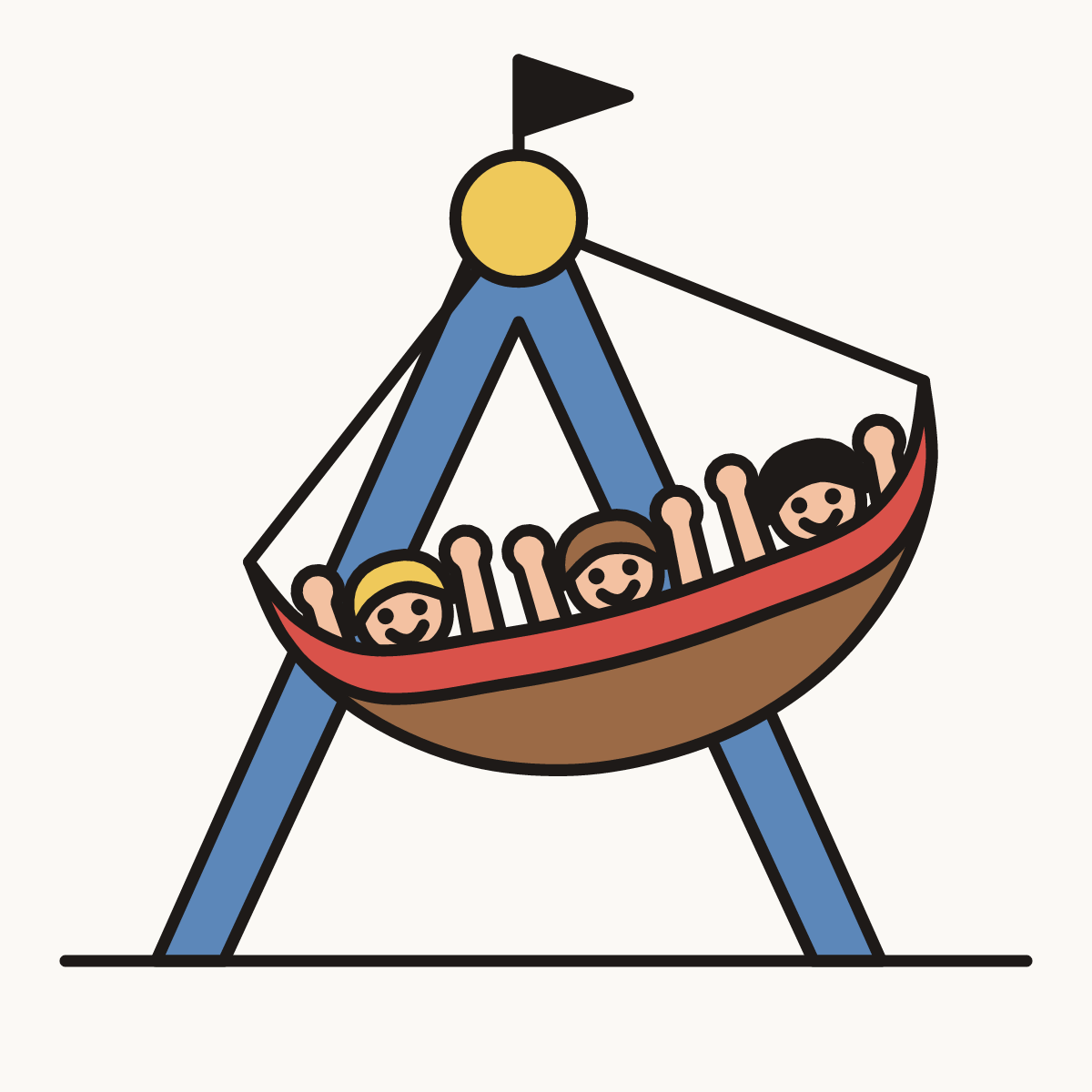 Finished drawing of a pirate ship ride