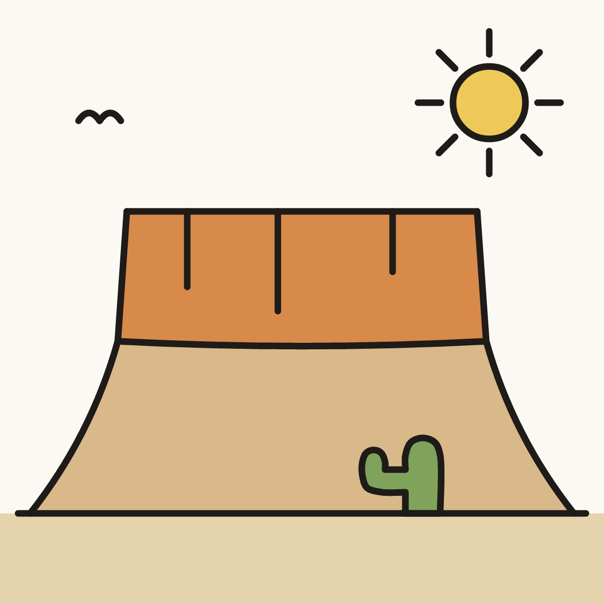 Finished drawing of a plateau