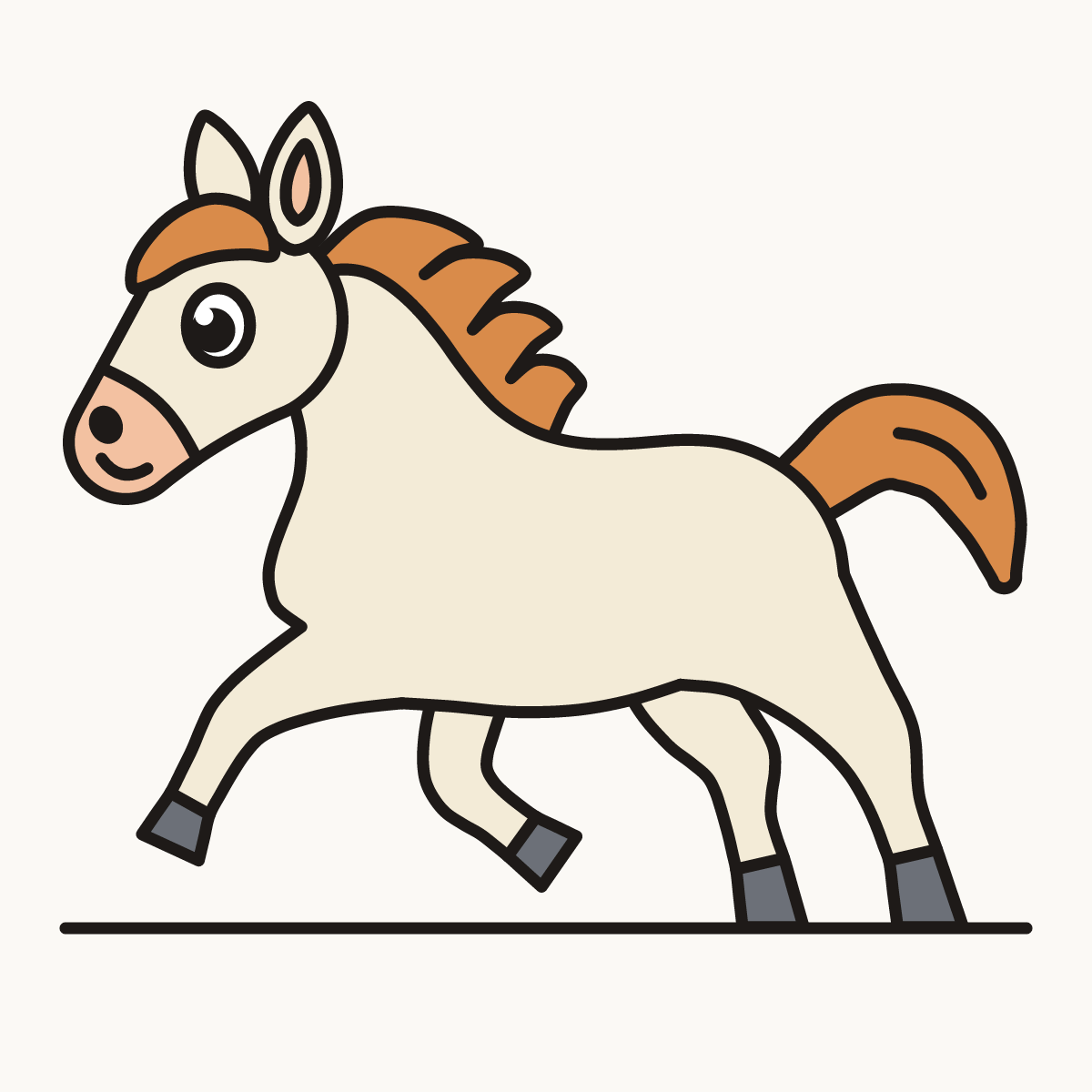 Finished drawing of a pony running