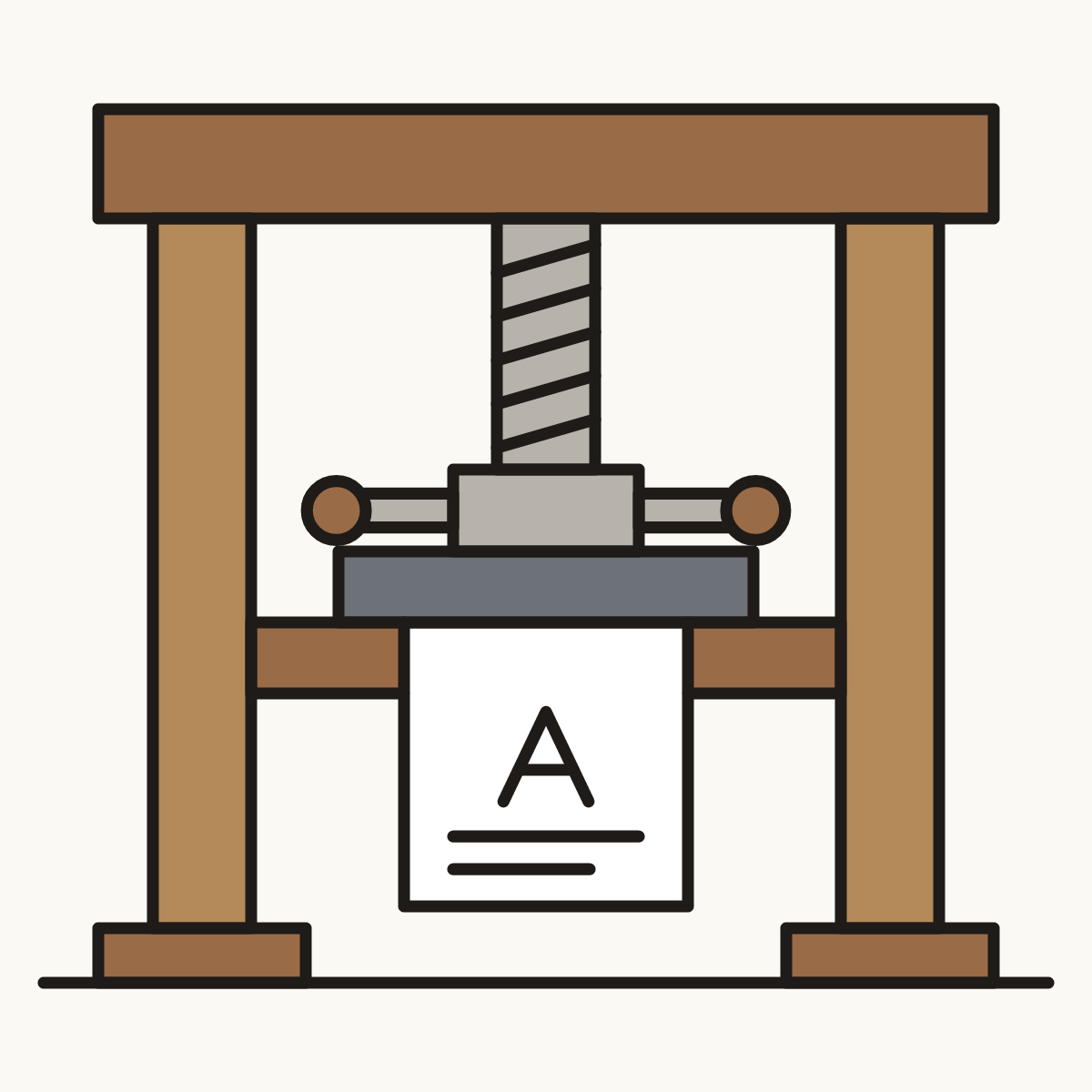 Finished drawing of a printing press