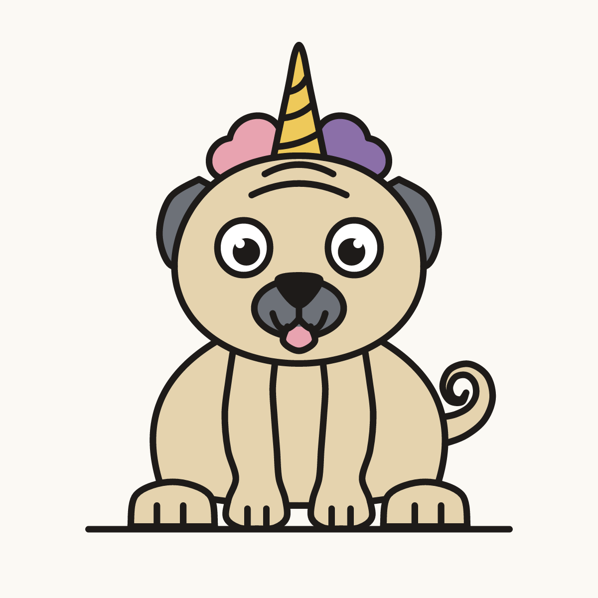 Finished drawing of a pugicorn